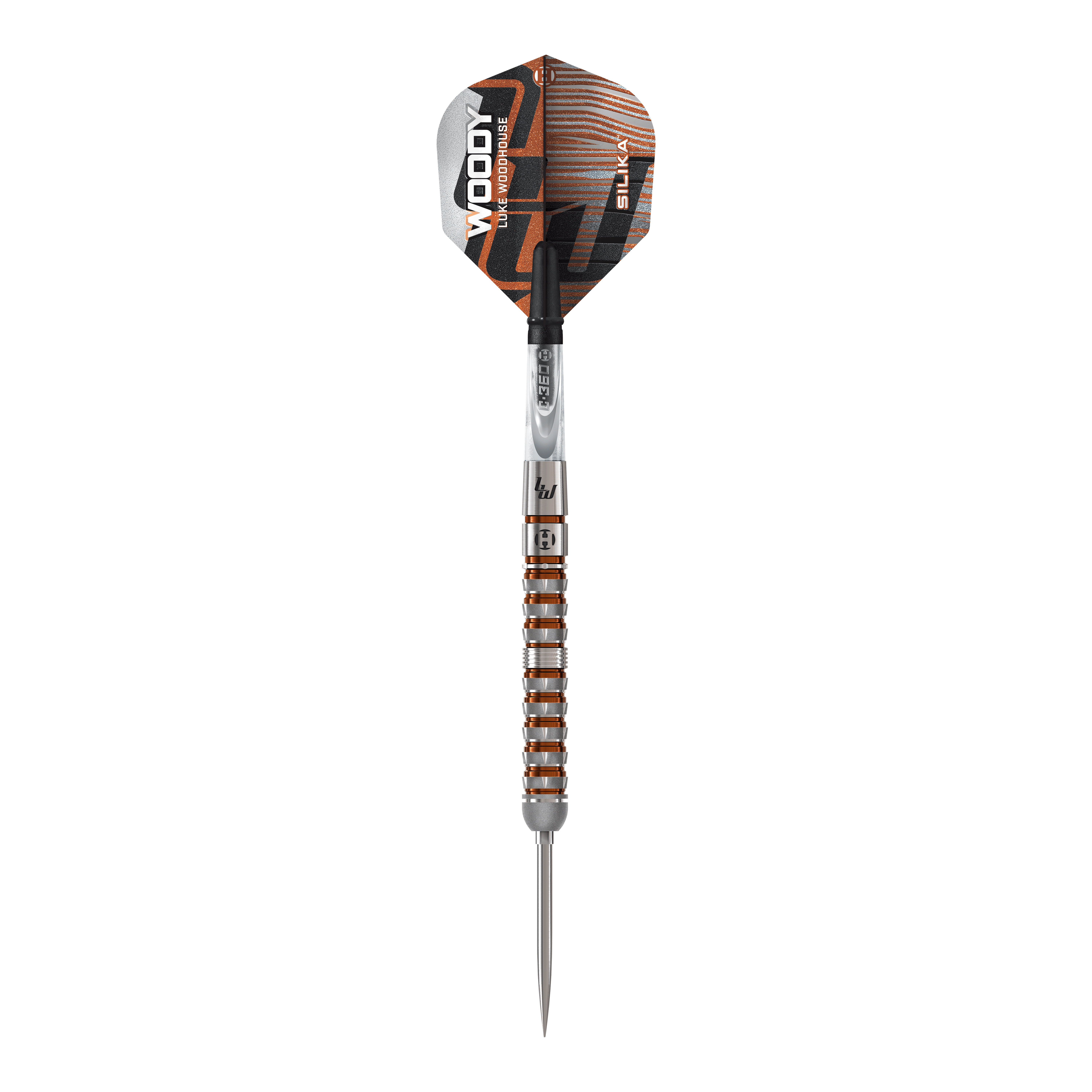 Zu sehen sind die Harrows Luke Woodhouse Series 3 Quick Point Steeldarts. Das Set ist ideal für ambitionierte Dartspieler.
