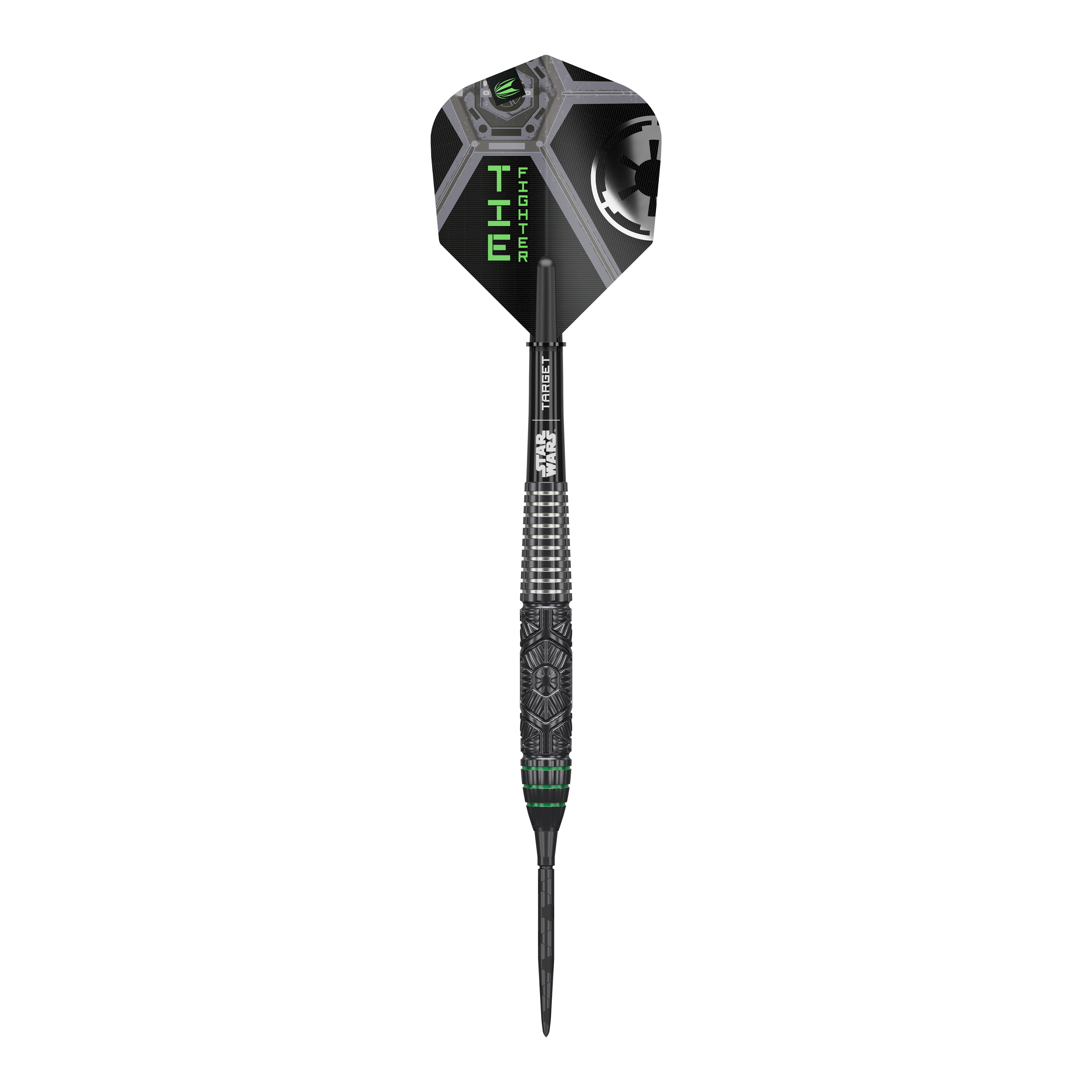 Target Star Wars Tie Fighter Swiss Point Steel Darts Das Bild präsentiert Target Star Wars Tie Fighter Swiss Point Steeldarts. Diese Darts sind im Design eines Tie Fighters gestaltet.