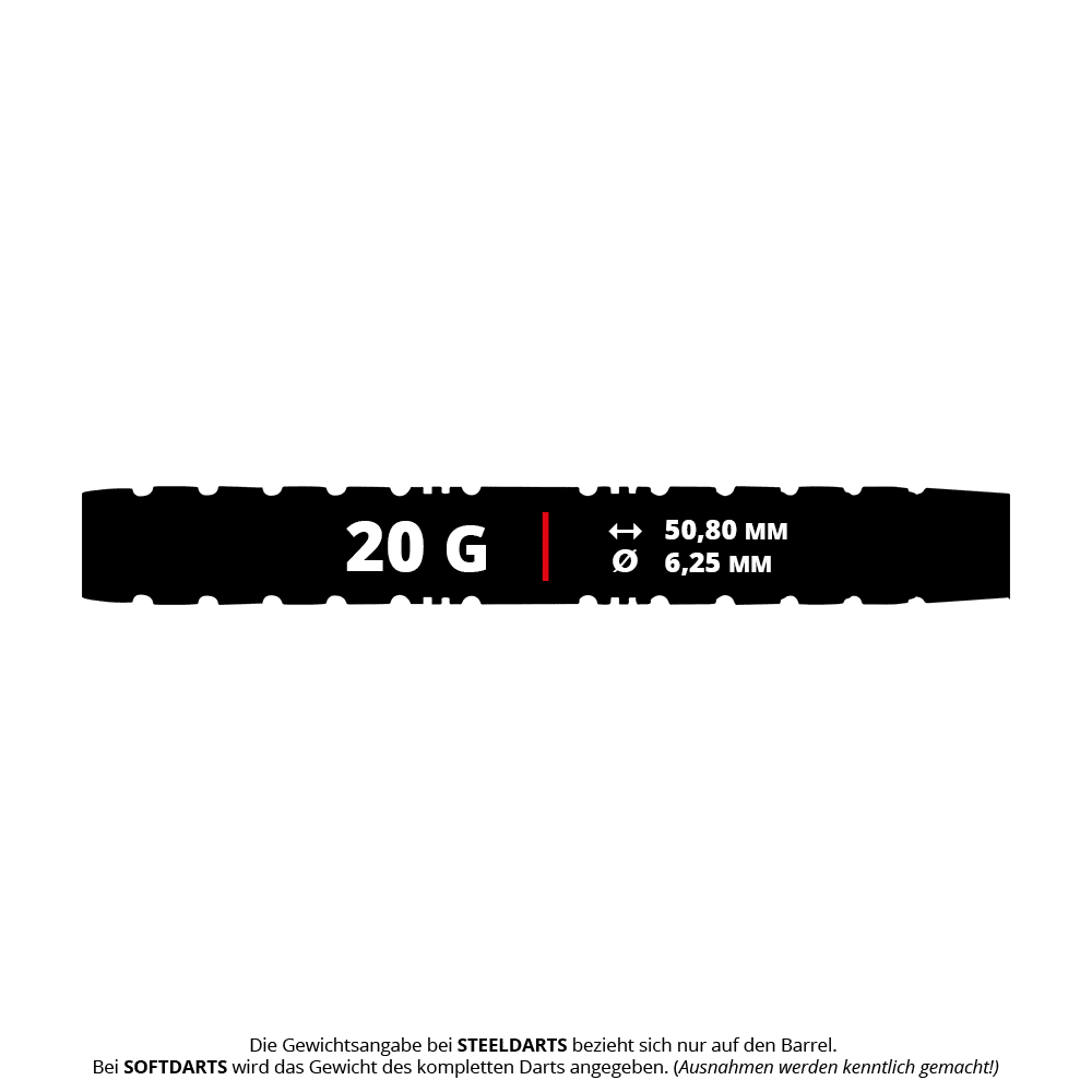 Auf dem Bild befindet sich Red Dragon Paradym Gold Parallel Softdarts - 20g. Es handelt sich um goldfarbene Softdarts mit parallelem Barrel und einem Gewicht von 20 Gramm.