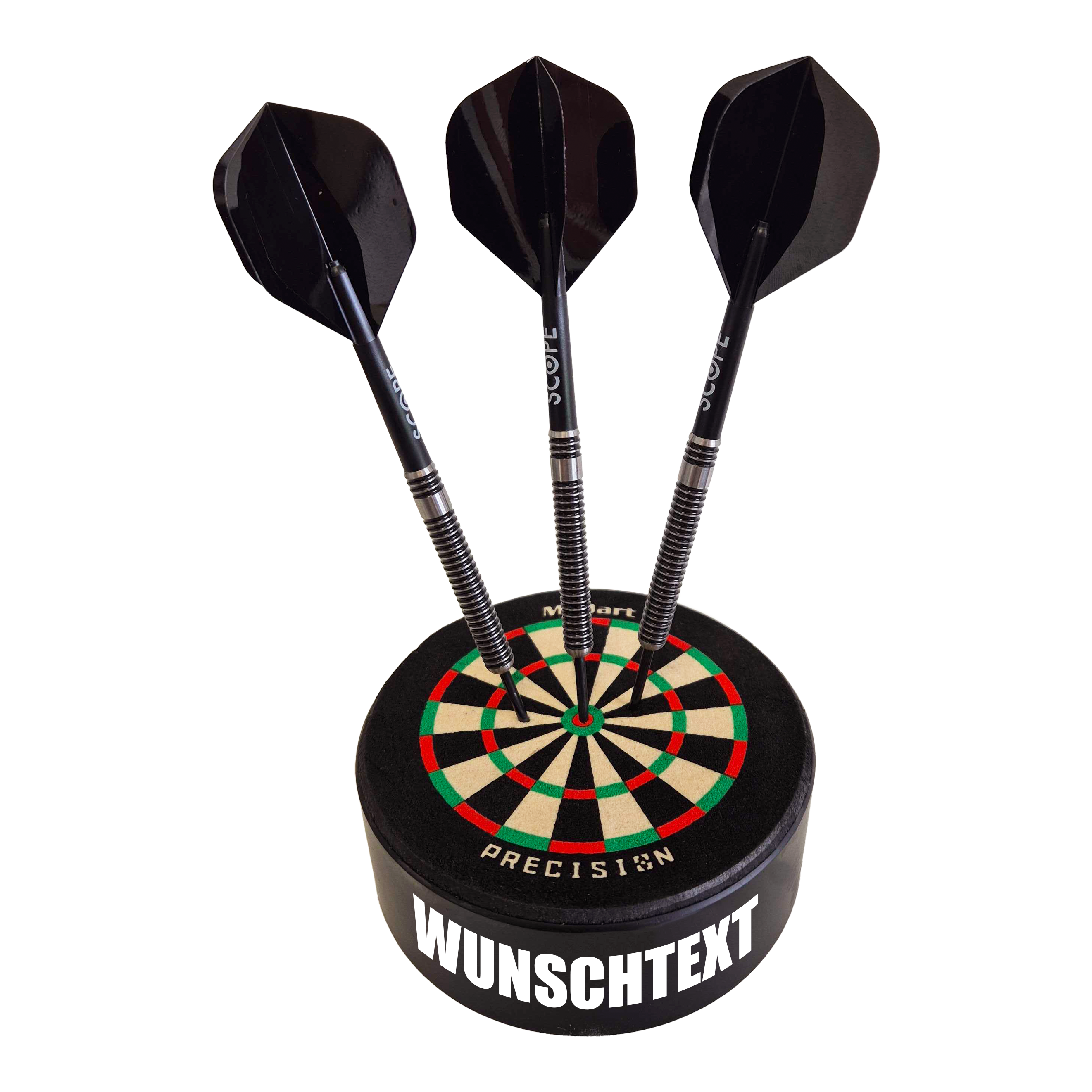 McDart Precision Mini Dartboard with custom text Hier sieht man ein Produktfoto mit dem Dateinamen 765_McDart_Mini_Precision_Dartboard_Darthalter_1_Impact. Nähere Angaben zum Produkt fehlen.