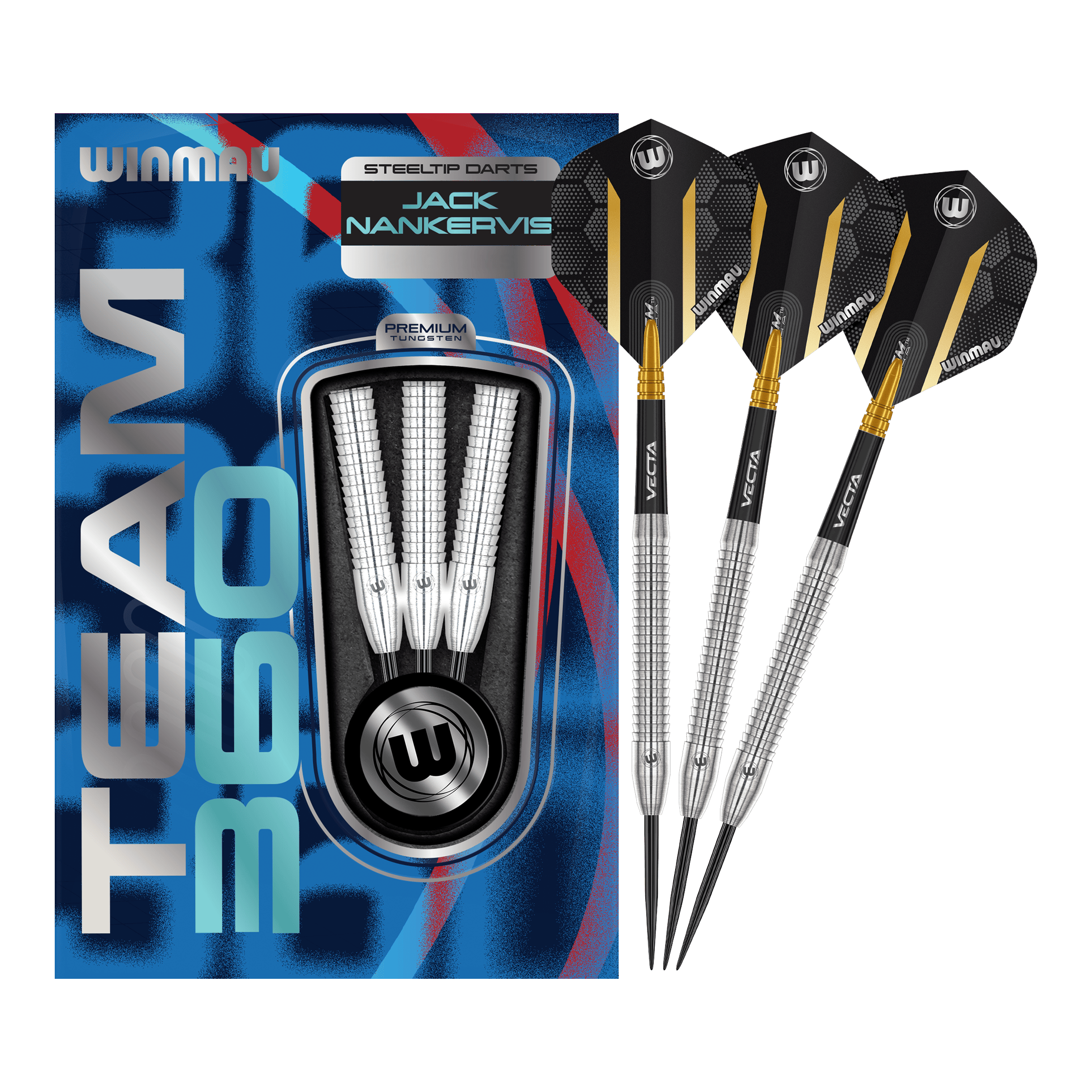 Winmau Team 360 Jack Nankervis steel darts - 24g Auf dem Bild sind die Winmau Team 360 Jack Nankervis Steeldarts mit 24g zu sehen. Diese Steeldarts bieten eine ausgezeichnete Kontrolle beim Wurf.