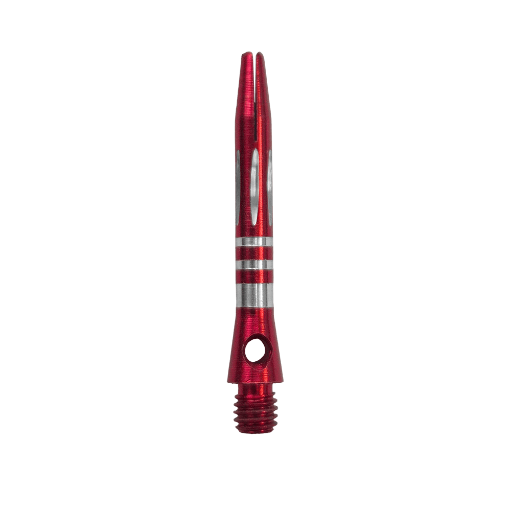 Ringed Diamond Cut Aluminum Shafts - Red - 35 mm Zu sehen ist der Ringed Diamond Cut Aluminium Shafts - Rot - 35 mm. Der Schaft ist aus rotem Aluminium gefertigt und besitzt eine strukturierte Oberfläche.