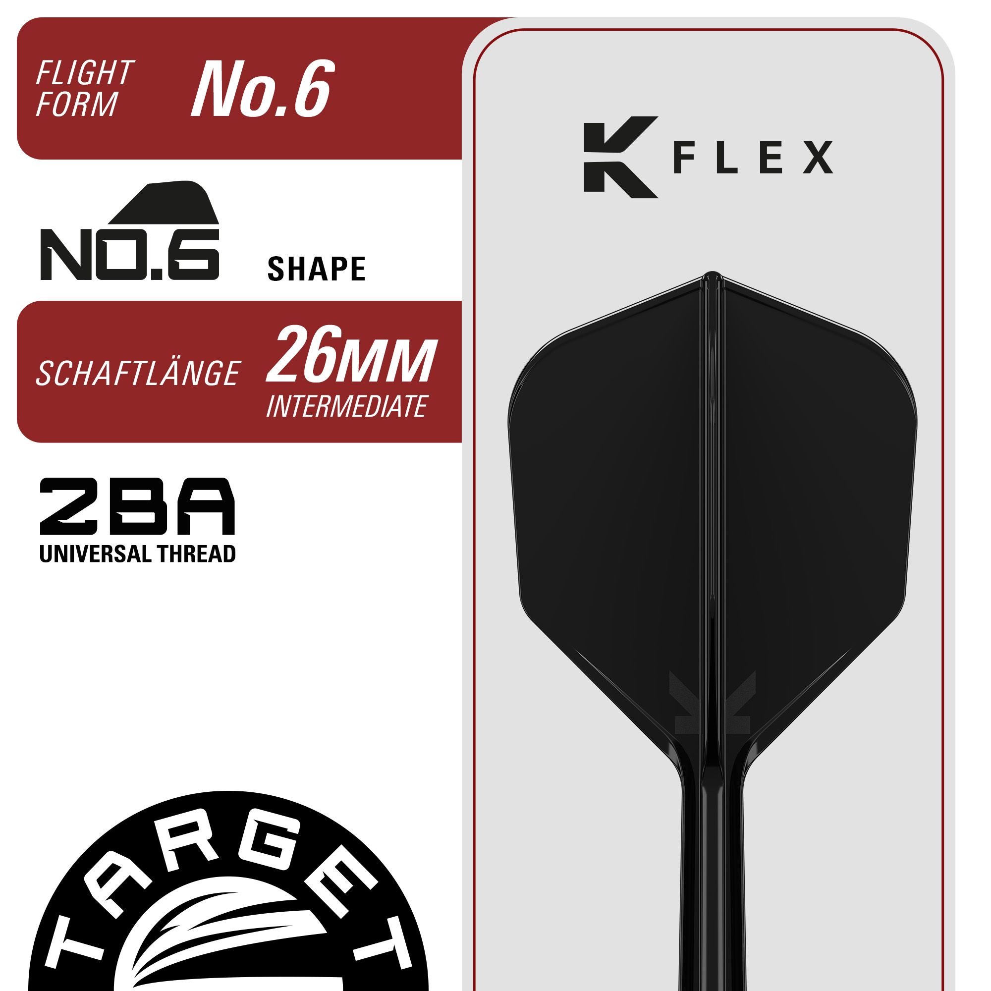 Abbildung der Target Black Marque Pierce Softdarts mit einem Gewicht von 18,5g. Die Softdarts zeichnen sich durch ihre schwarze Farbgebung und hochwertige Verarbeitung aus.
