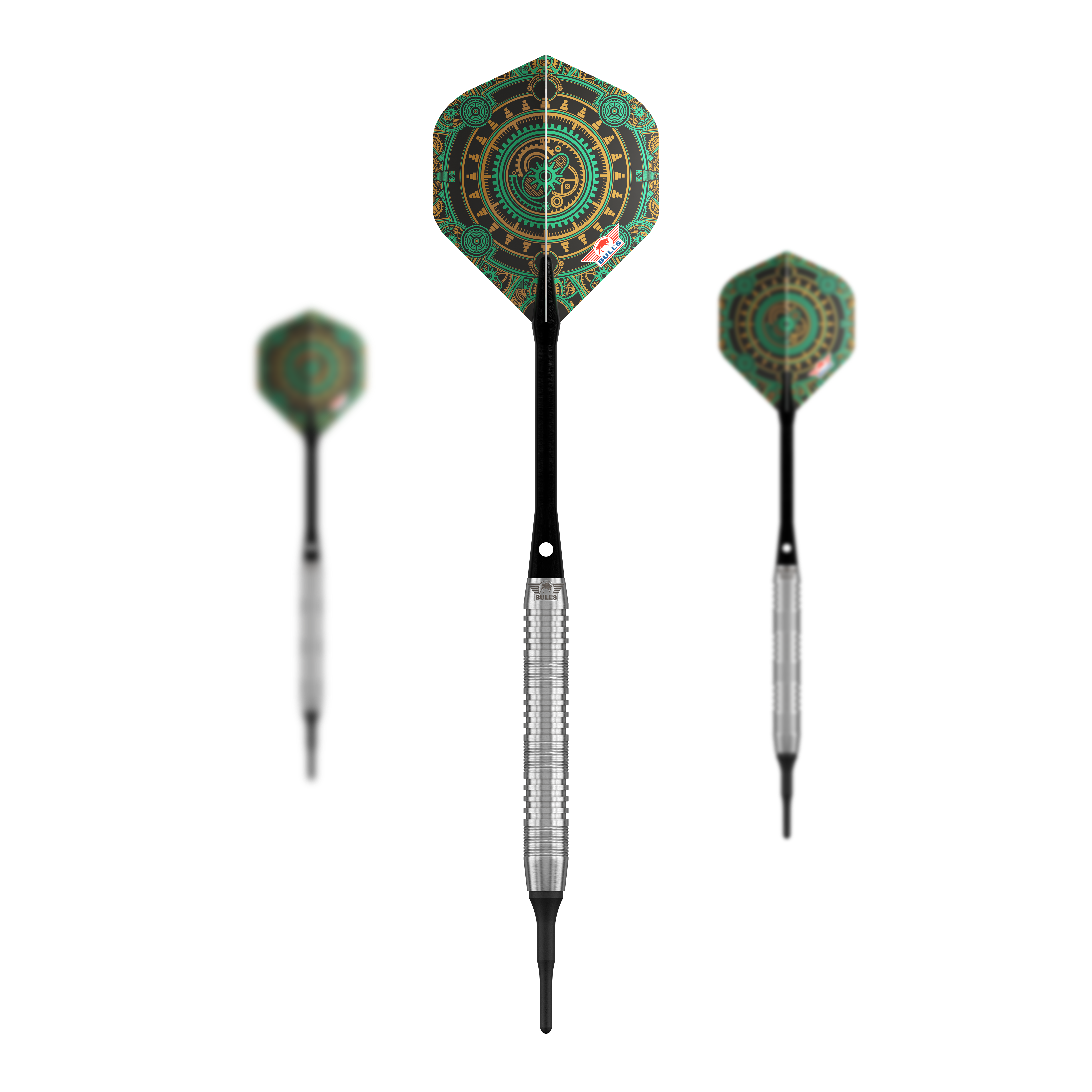 Bulls NL Direct Tungsten Soft Darts - 18g Zu sehen ist das Set Bulls NL Direct Tungsten Softdarts - 18g. Mehrere Pfeile sind gemeinsam dargestellt.