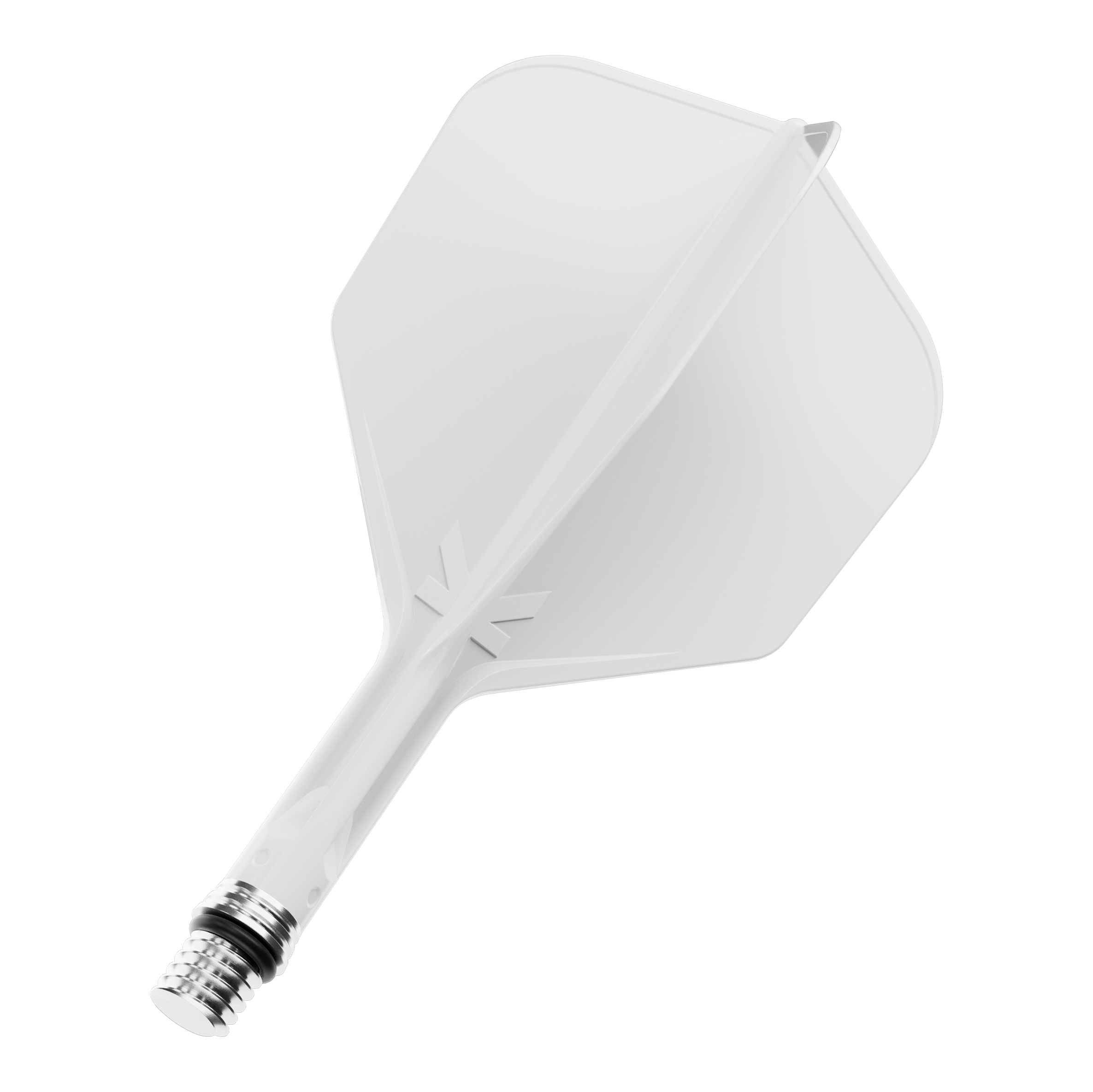 Target K-Shift No6 Flights - White Auf dem Bild ist ein Set Flights mit dem Namen 410540_Target_KShift_No6_Flights_Wei_19mm_1 zu sehen. Die Flights sind weiß und einzeln dargestellt.