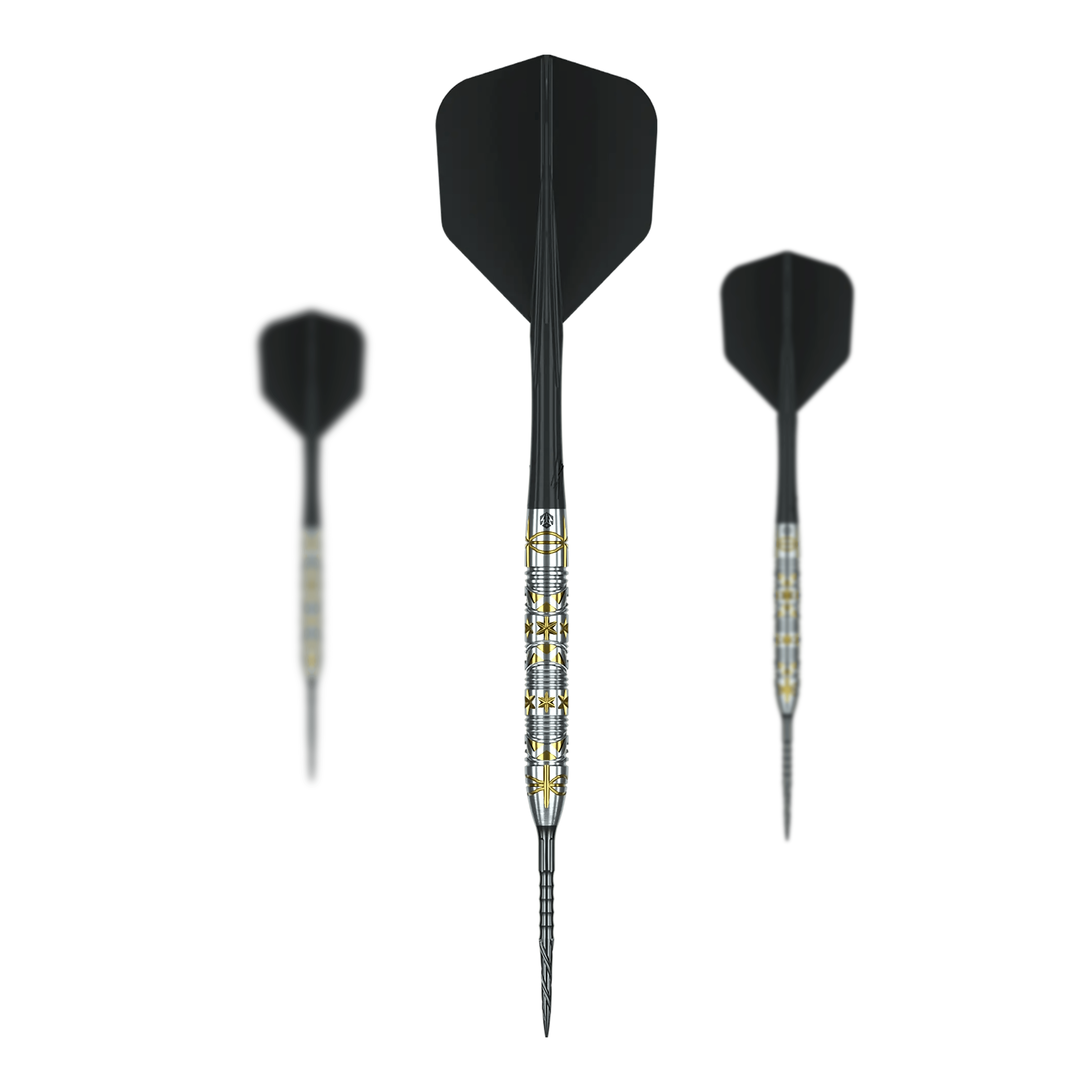 Das Bild stellt ein Set der Caliburn Halo H1 Steeldarts mit 22,5 g dar. Das Set eignet sich für professionelle und Hobby-Dartspieler.