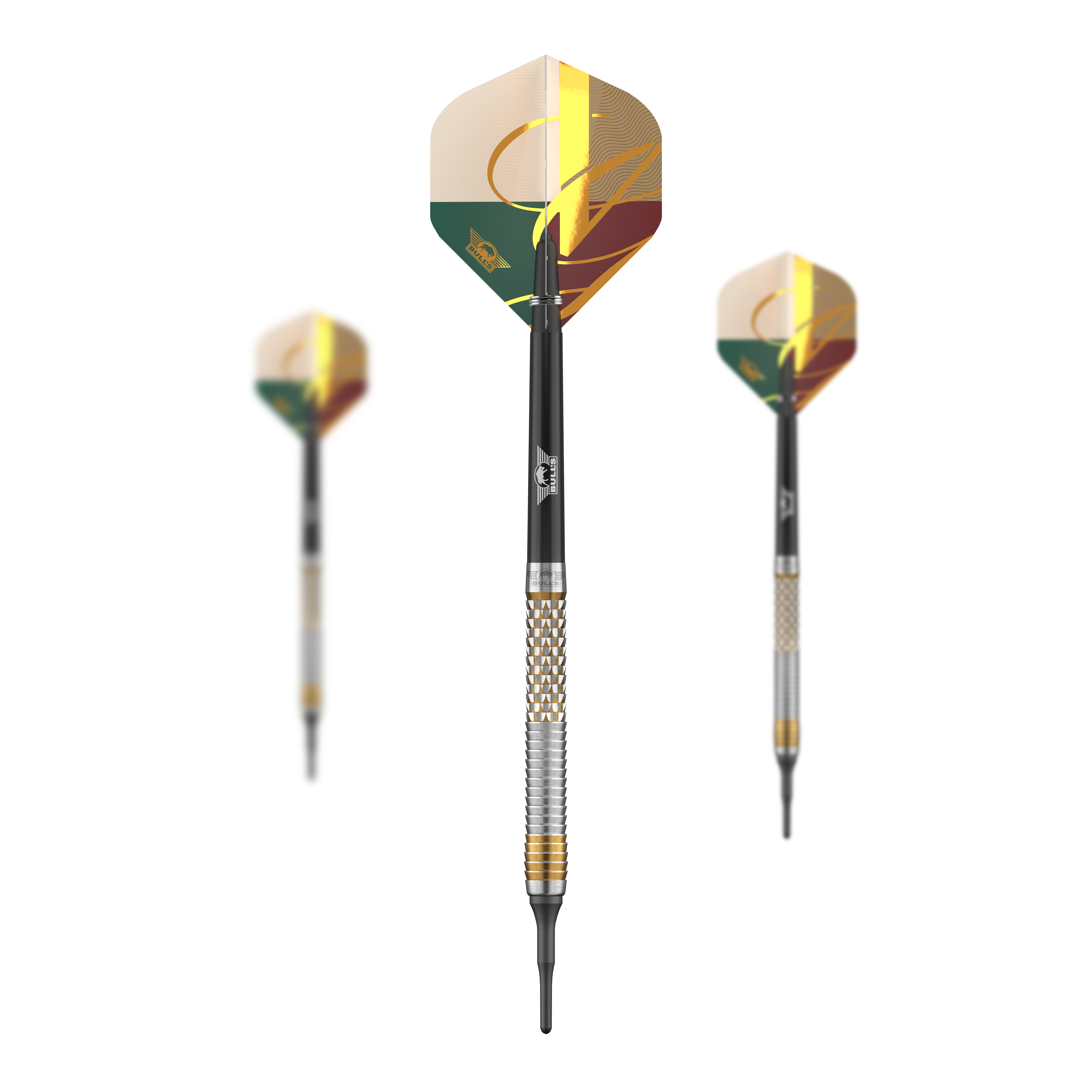 Bulls NL Vintage Shark Soft Darts - 18g Abgebildet ist das Bulls NL Vintago Shark Softdarts - 18g Set. Es zeigt ein komplettes Set von Softdarts mit besonderem Design.