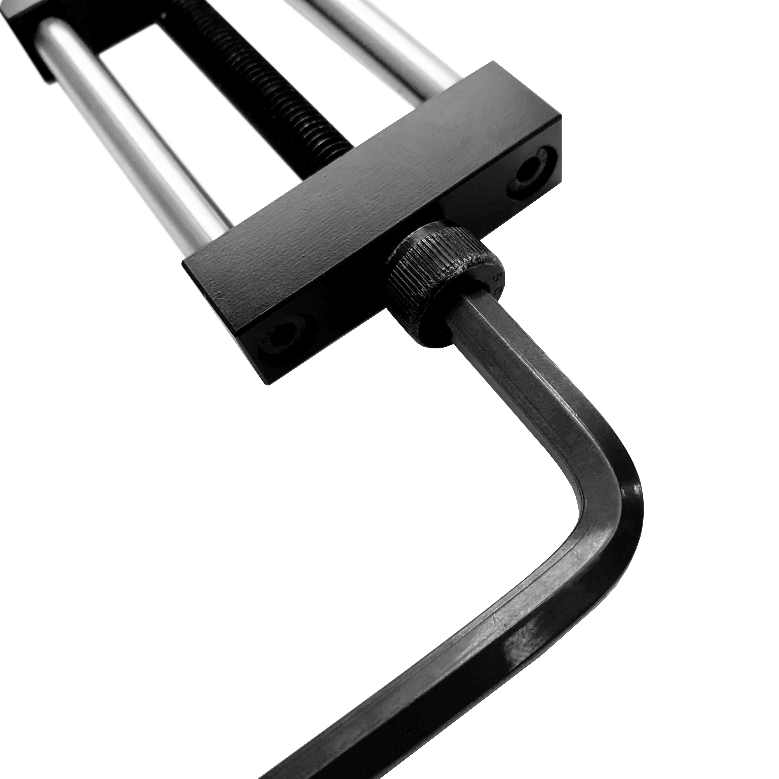 McDart Repointer Pro Das Bild zeigt das Produkt „McDart Repointer Pro“ in Nahaufnahme. Es handelt sich um ein Werkzeug aus Metall mit Schraubmechanismus und Griff.