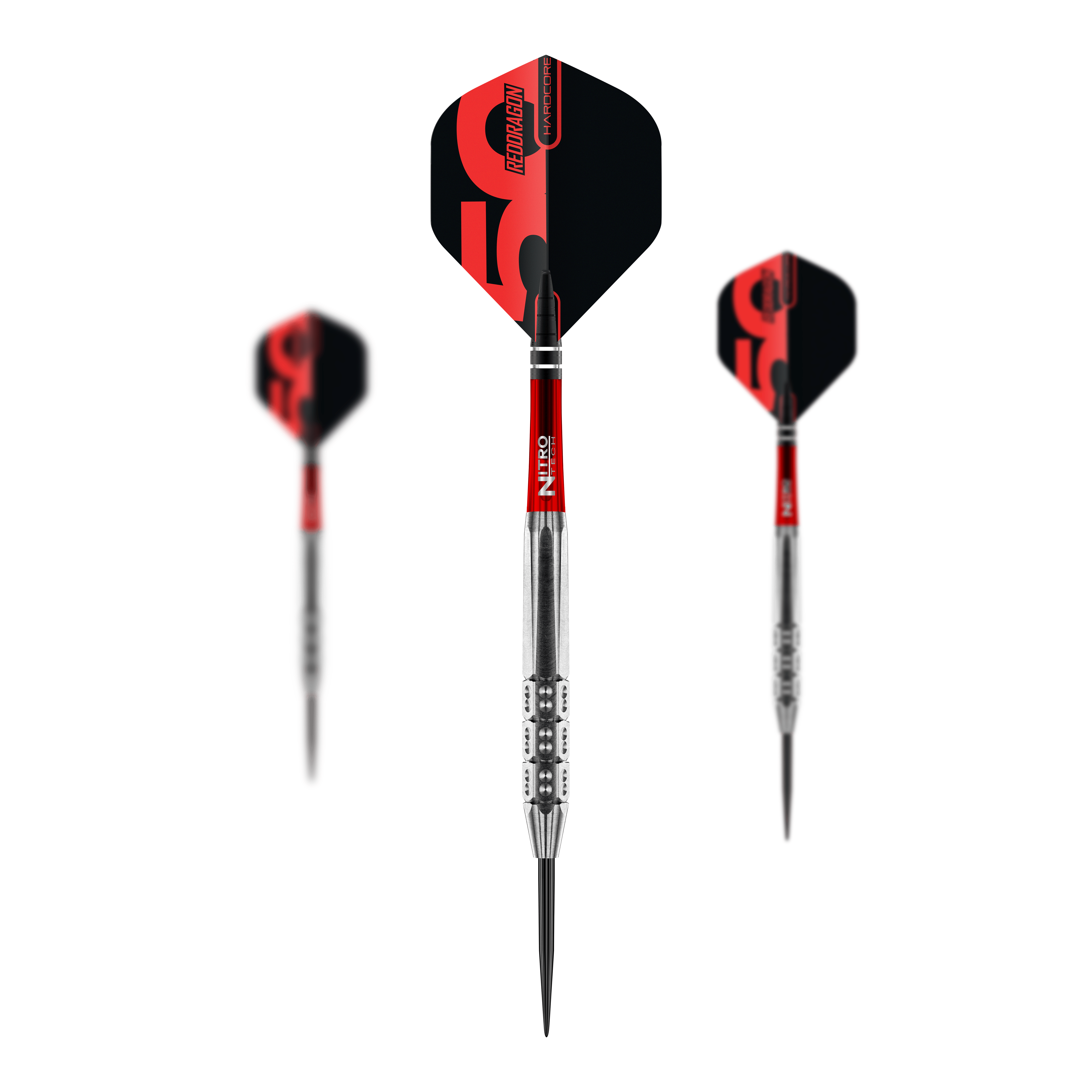 Red Dragon 50 Year Collection Hexose Set 3 Steeldarts - 25g Das Bild illustriert ein Set der Red Dragon 50 Year Collection Hexoset 3 Steeldarts mit 25g Gewicht. Diese Steeldarts sind Teil einer limitierten Sammleredition.