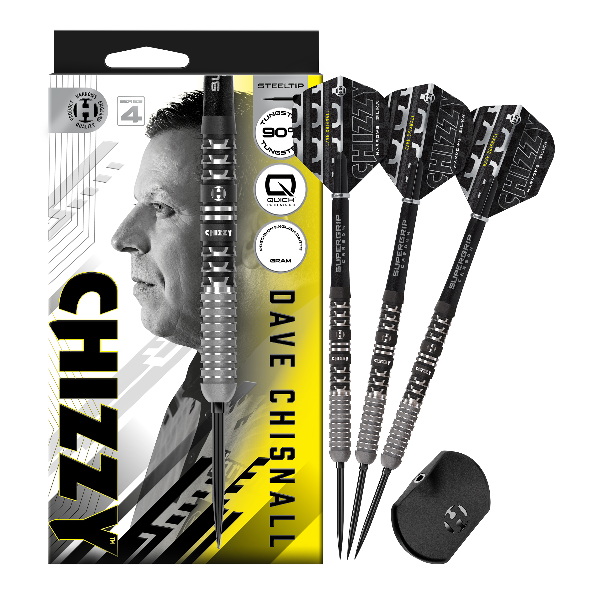 Harrows Dave Chisnall Chizzy Series 4 Quick Point Steeldarts Abgebildet sind die Harrows Dave Chisnall Chizzy Series 4 Quick Point Steeldarts in der Vollansicht. Diese Steeldarts bieten hohe Qualität und ein ansprechendes Design.