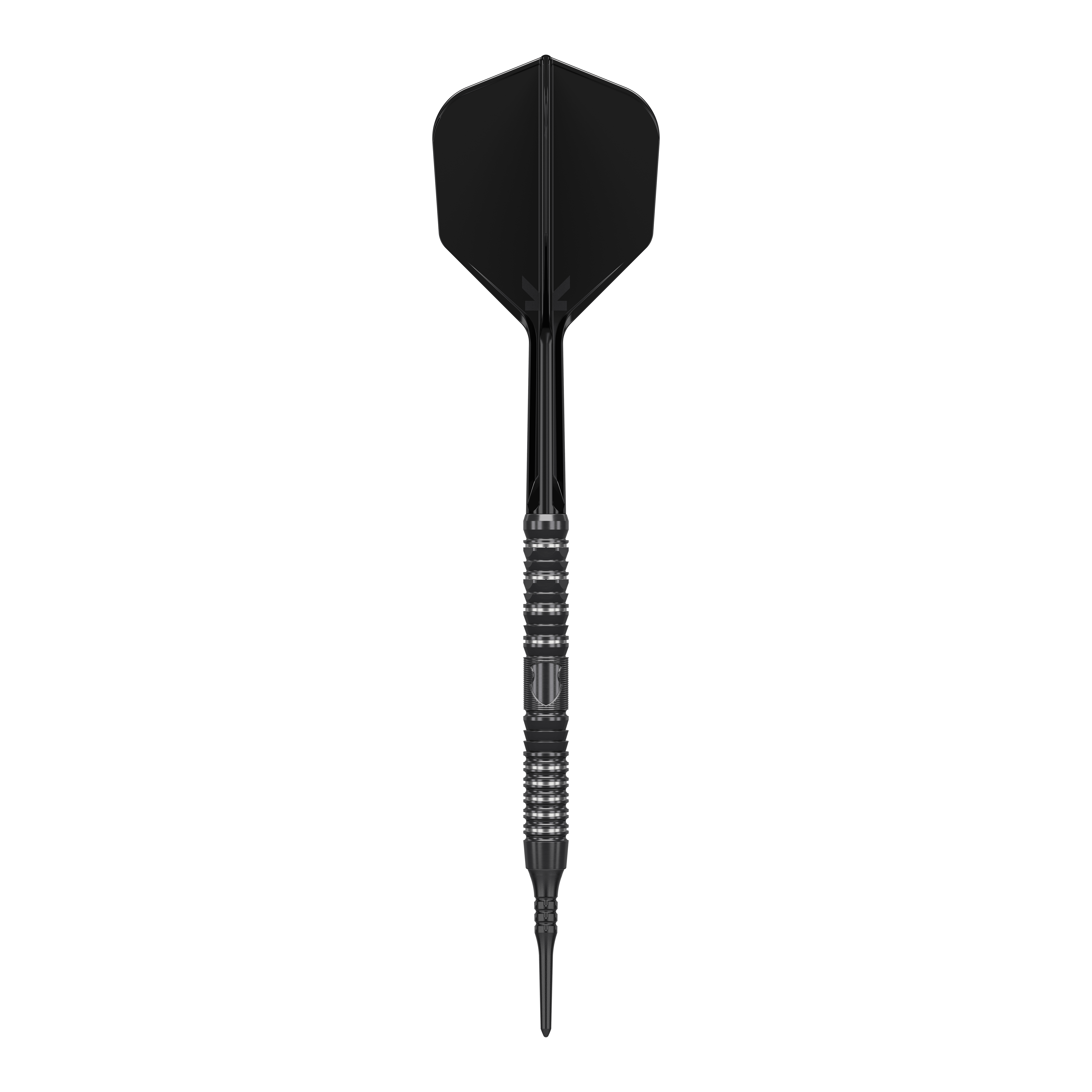 Das Bild zeigt einen schwarzen Softdart der Marke "Target Japan Black Marque Draco GEN2" mit einem Gewicht von 20g. Der Dart hat ein elegantes, modernes Design mit metallischen Akzenten am Griff.