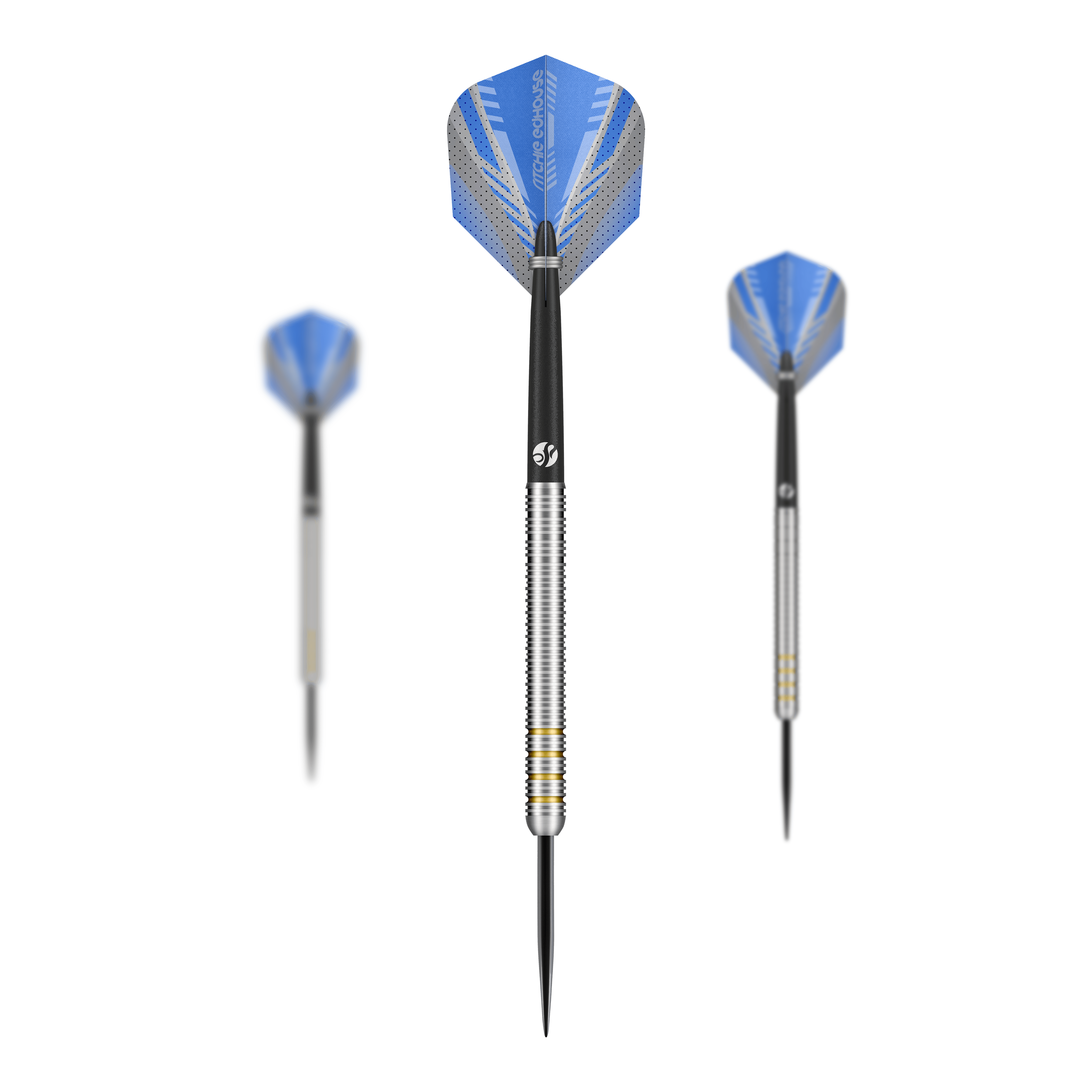 Das Bild zeigt die Shot Ritchie Edhouse Core Steeldarts. Es handelt sich um ein Set von hochwertigen Steeldarts für Dartspieler.