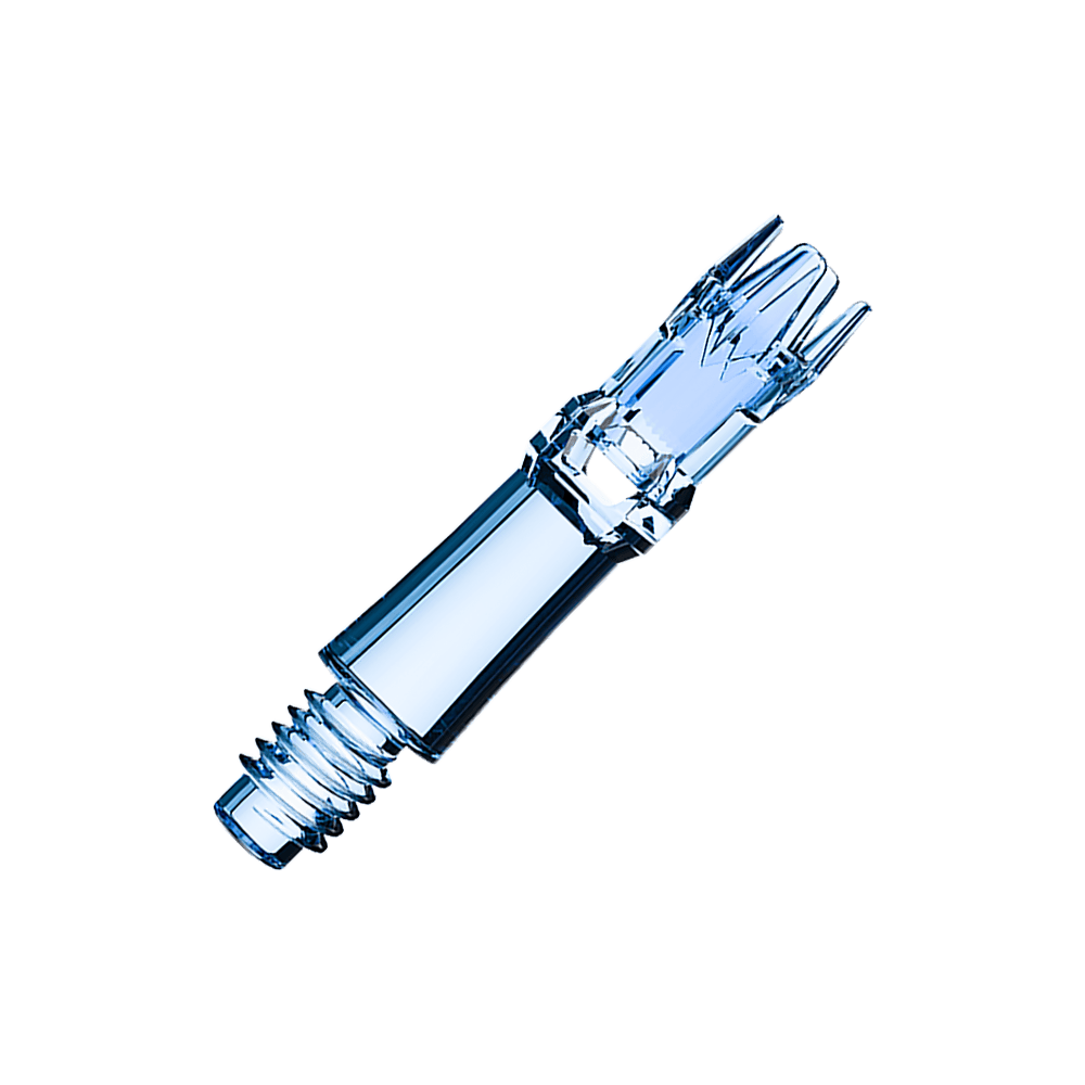 L-Style L-System Replacement Shafts - Clear Blue Zwei blaue transparente Ersatzshafts sind dargestellt. Die Shafts liegen nebeneinander.