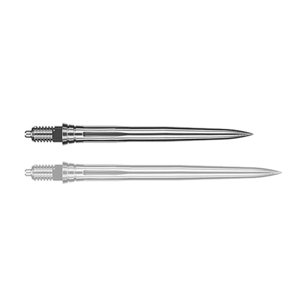 Caliburn EVO dart tips EZ - Smooth - Silver Abgebildet sind silberne Dartspitzen im glatten Design. Sie sind geeignet für verschiedene Dartpfeile.
