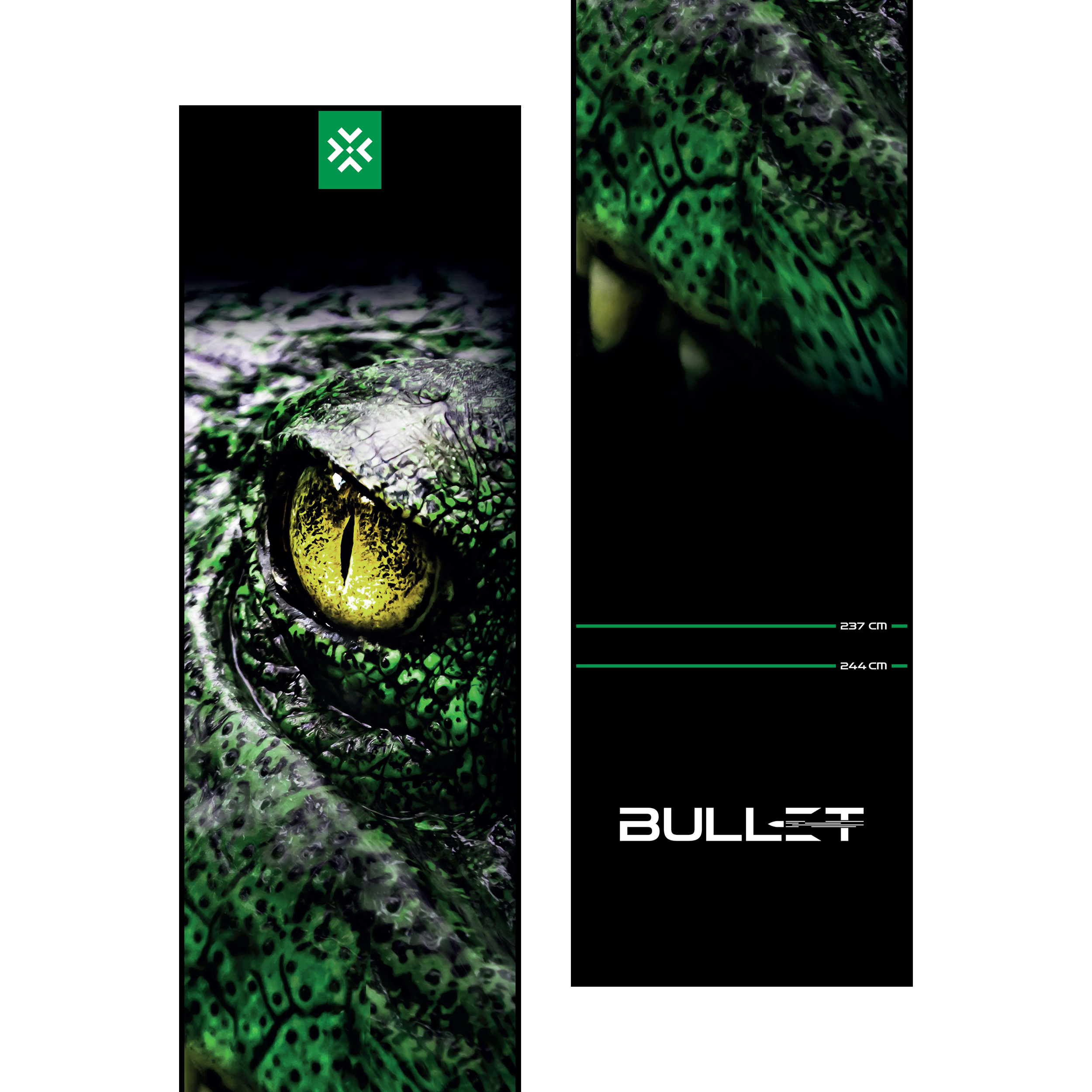 Dieses Bild zeigt erneut die Bullet Gator Dartmatte. Sie ist für den Gebrauch beim Dartspiel gedacht und bietet Stabilität.