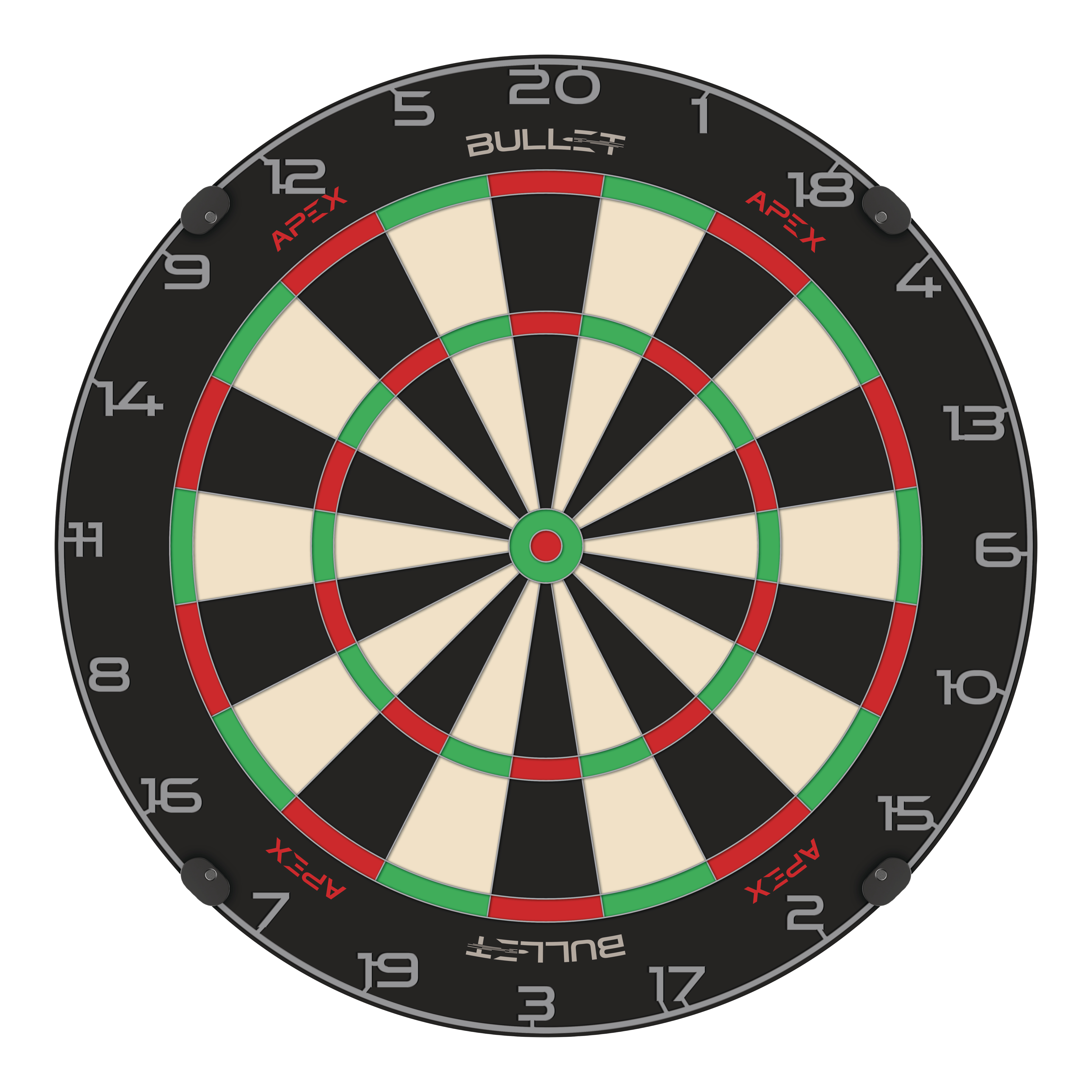 Abgebildet ist das Bullet Apex Steeldartboard. Das Produkt wird deutlich dargestellt.
