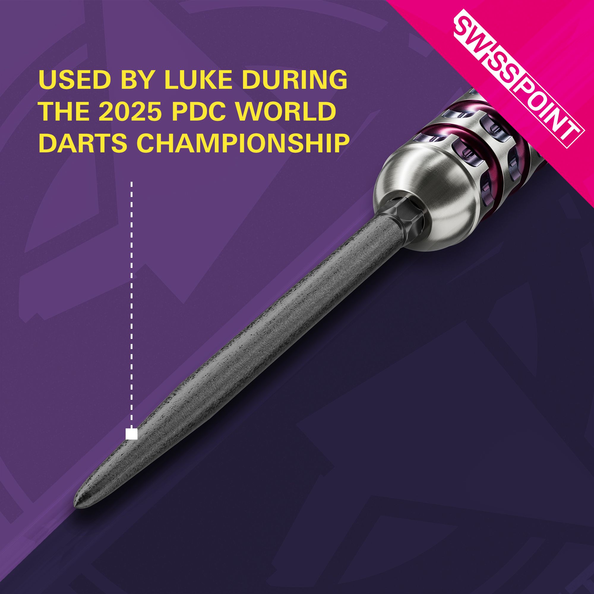 Target Swiss Point SLK dart tips - Black Das Bild zeigt die Target Swiss Point SLK Dartspitzen in Schwarz. Sie wurden von Luke während der PDC Darts-Weltmeisterschaft 2025 verwendet.