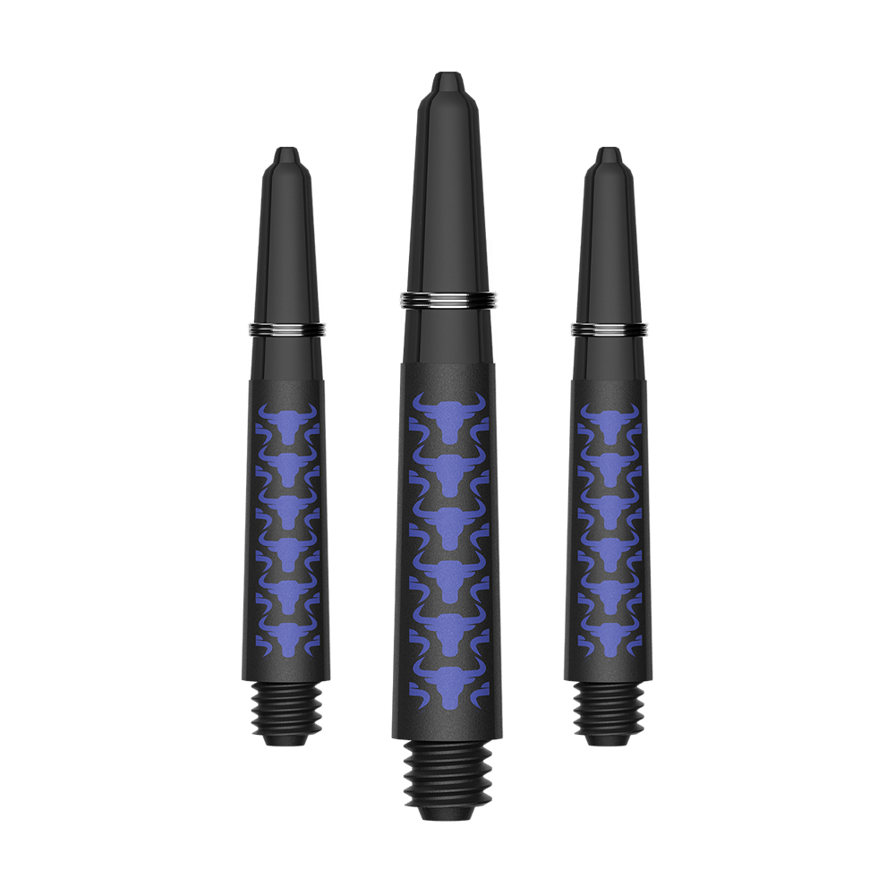 Bulls NL Capo Carbon Shafts - Blue Zu sehen sind BullsNL Capo Carbon Shafts in Blau, Größe Short 34mm. Das Produkt ist ein Set aus Kohlefaser-Dartschäften.