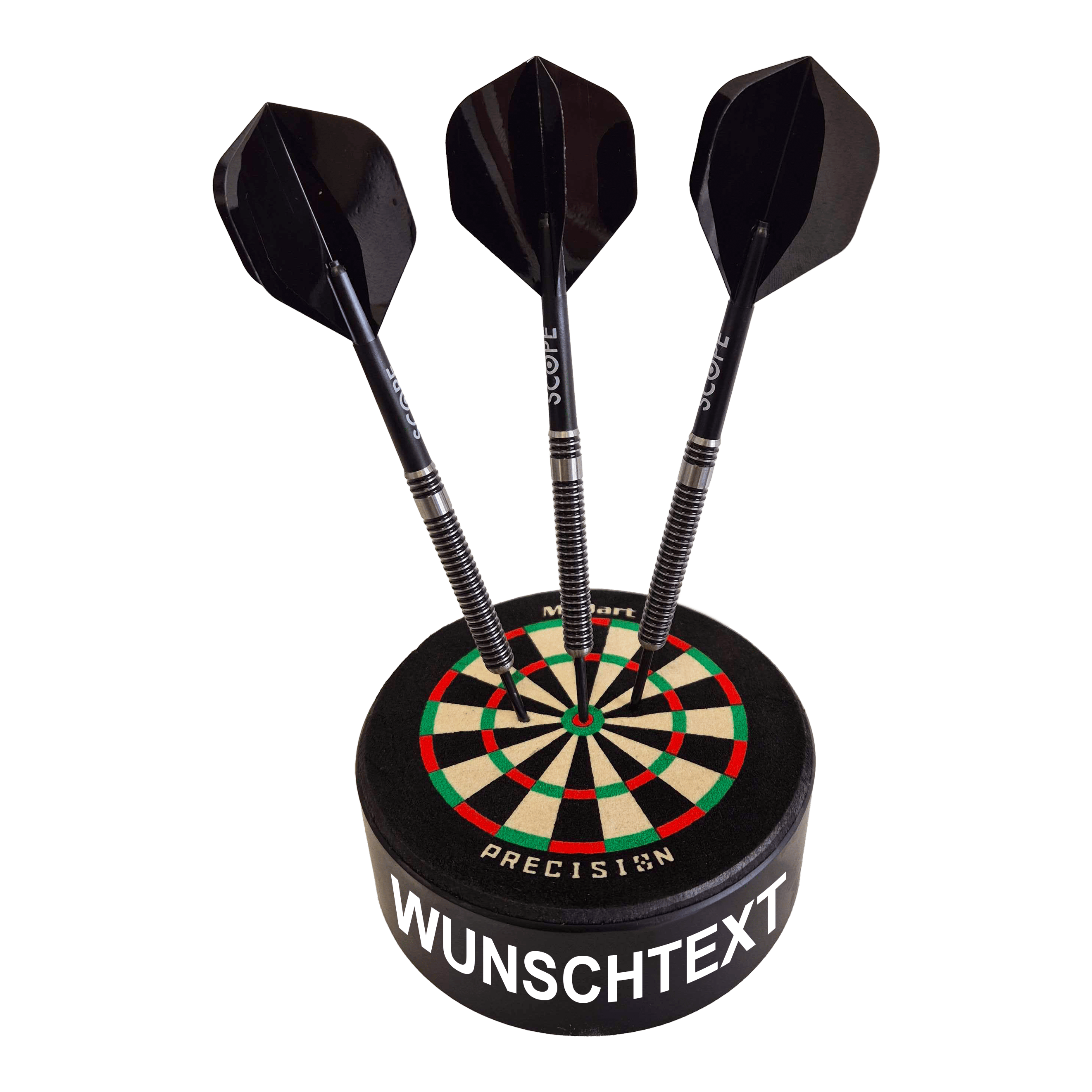 McDart Precision Mini Dartboard with custom text Hier ist ein Produktfoto mit dem Dateinamen 765_McDart_Mini_Precision_Dartboard_Darthalter_1_Arial zu sehen. Weitere Produktdetails sind nicht verfügbar.