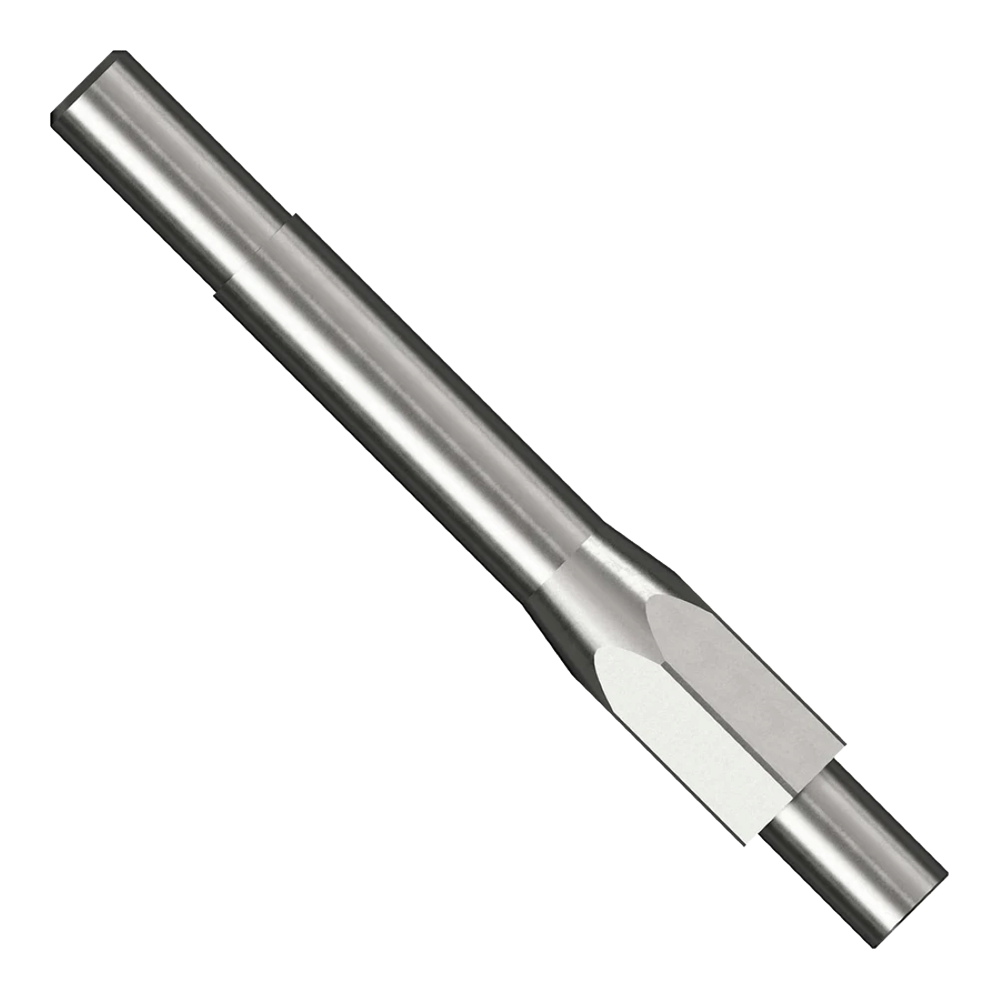 Caliburn Repoint Tool Das Bild zeigt das Produkt "Caliburn Repoint Tool". Es handelt sich um ein Metallwerkzeug mit zylindrischer Form und abgeschrägten Kanten.