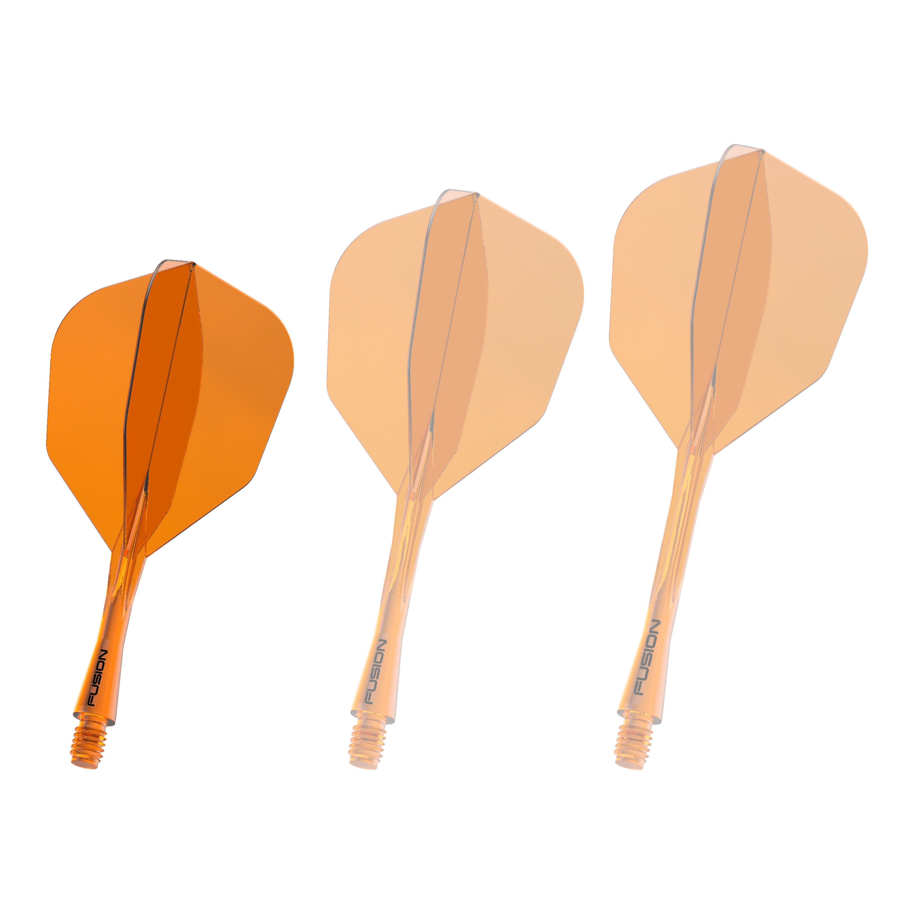 Das Bild zeigt das Winmau Fusion Flight Shaft System No6 in der Farbe Neon Orange mit einer Länge von 22 mm. Es handelt sich um eine weitere Ansicht des Produkts.