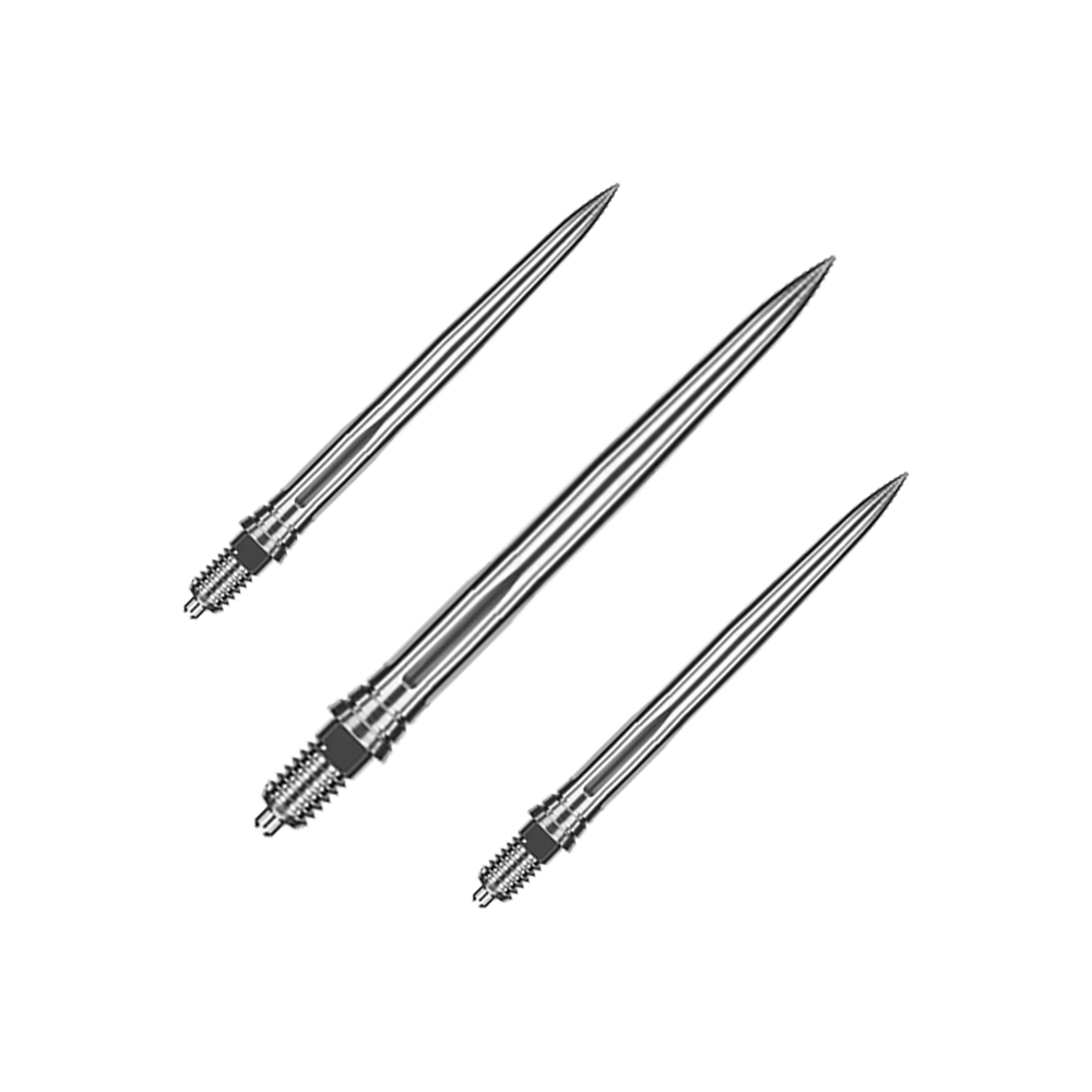 Caliburn EVO dart tips EZ - Smooth - Silver Das Bild trägt den Dateinamen EVO121_Caliburn_EVO_Dartspitzen_EZ_Smooth_Silber_28mm_1Set. Es zeigt vermutlich ein Set glatter Dartspitzen in Silber mit einer Länge von 28mm.