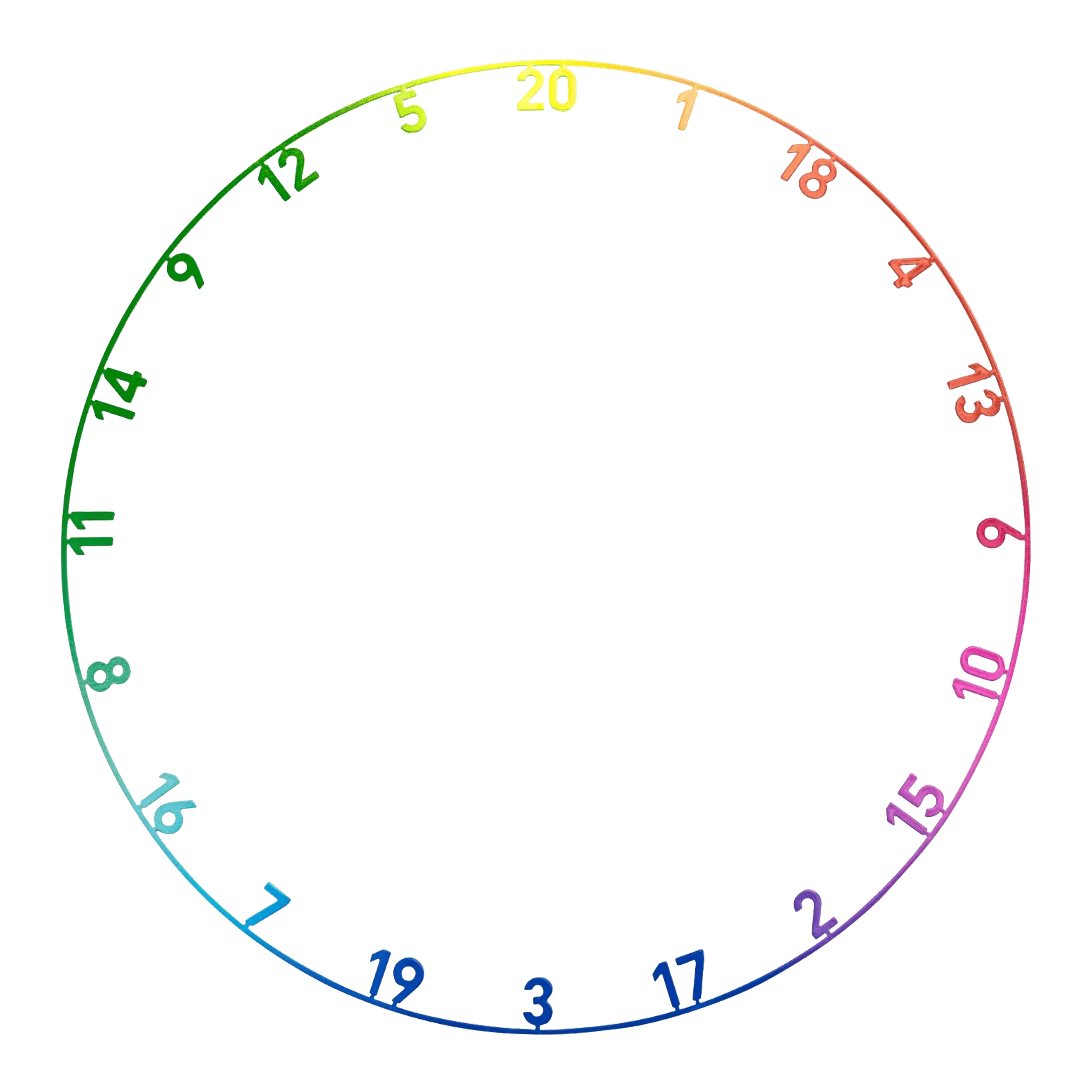 Auf dem Bild sieht man das Precise 180 Endorphine Steeldartboard mit Nummernring in der Ausführung Spectrum. Das Dartboard ist deutlich und detailreich zu sehen.