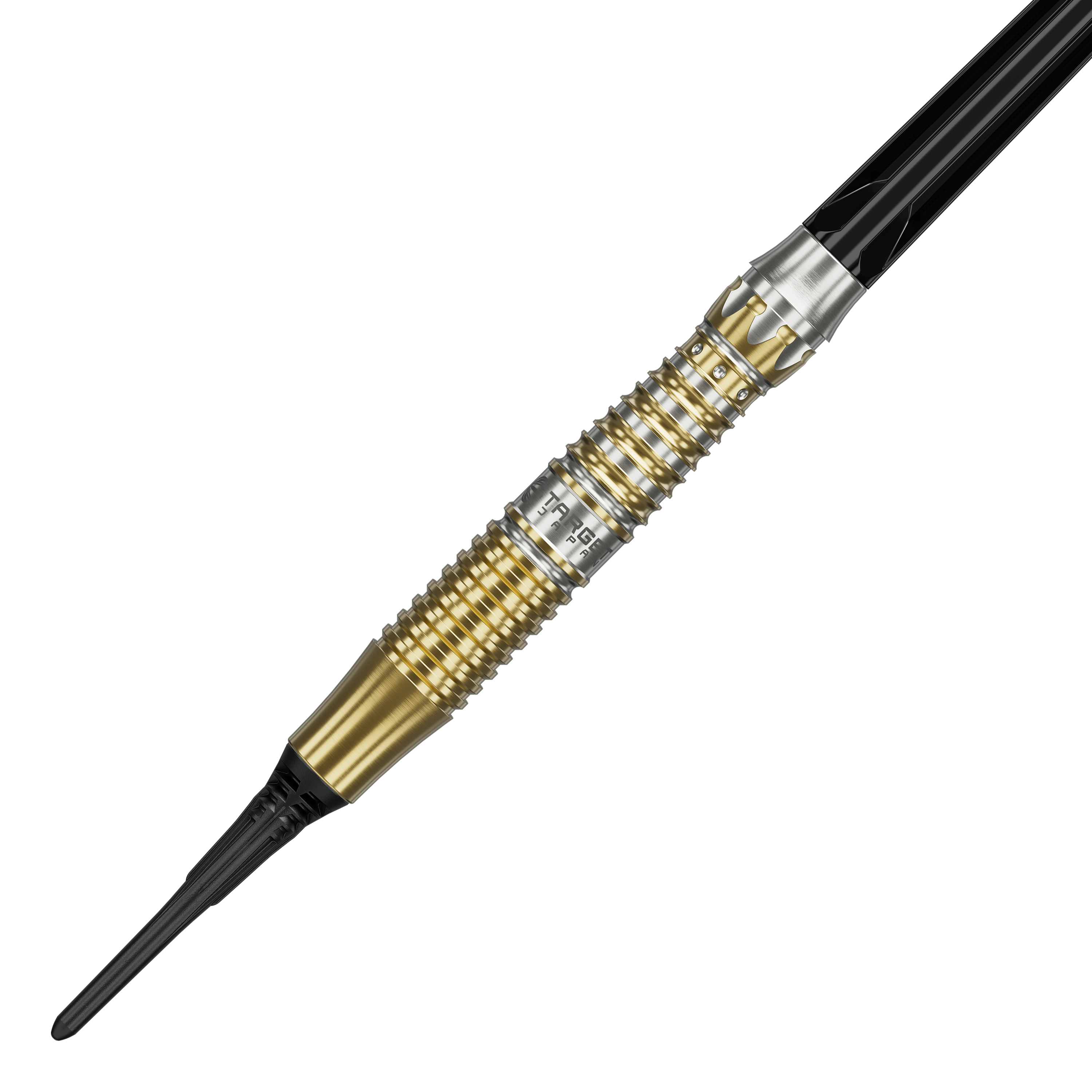 Abgebildet sind Target Black Marque Enzo Softdarts mit einem Gewicht von 18g. Diese Softdarts zeichnen sich durch ihr elegantes schwarzes Design aus.