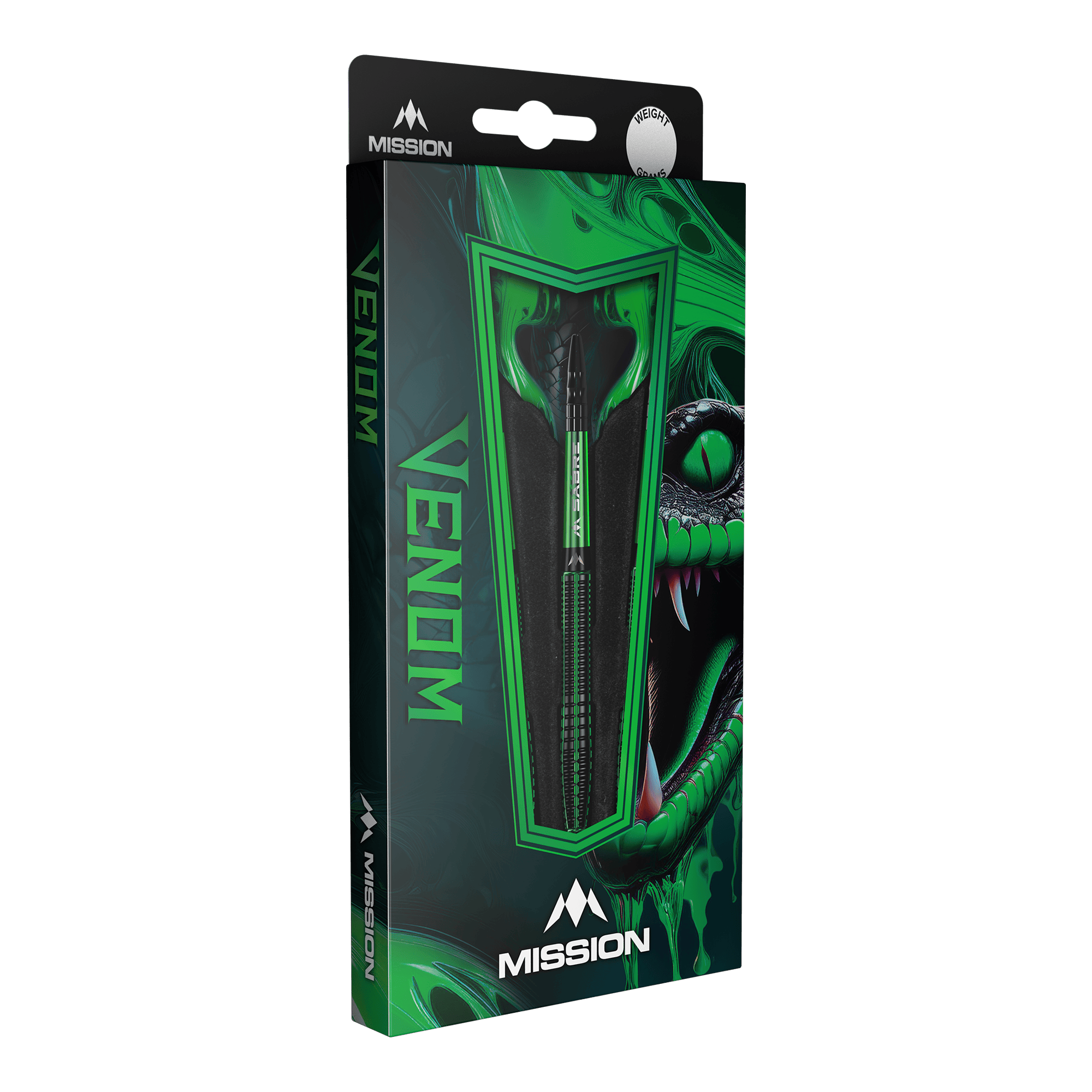 Mission Venom steel darts Mehrere Mission Venom Steeldarts liegen nebeneinander. Die Oberfläche ist fein strukturiert.