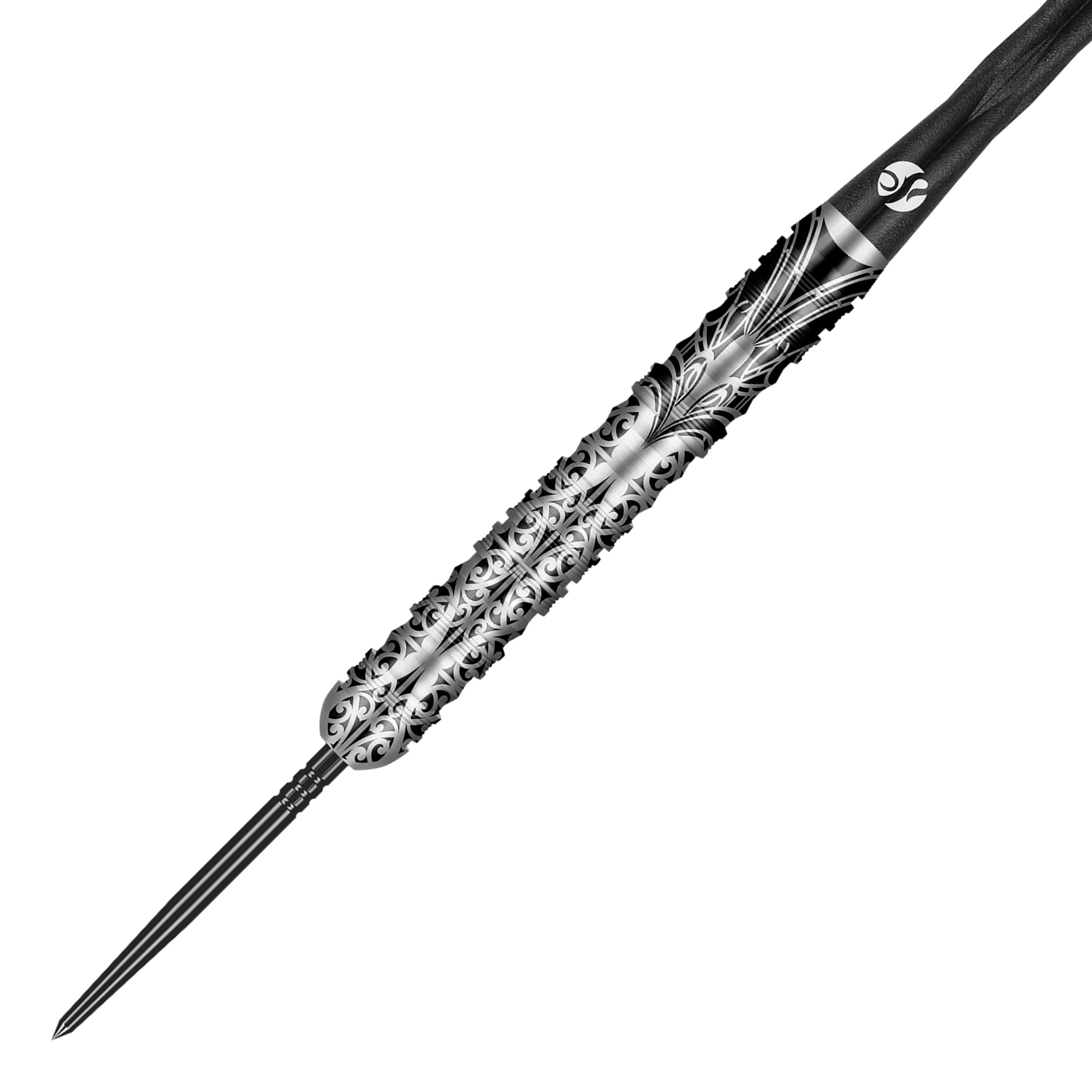 Das Bild zeigt Shot Warrior Taiaha TurboPoints Steeldarts mit besonderem Muster. Die Darts sind als Gruppe abgebildet.