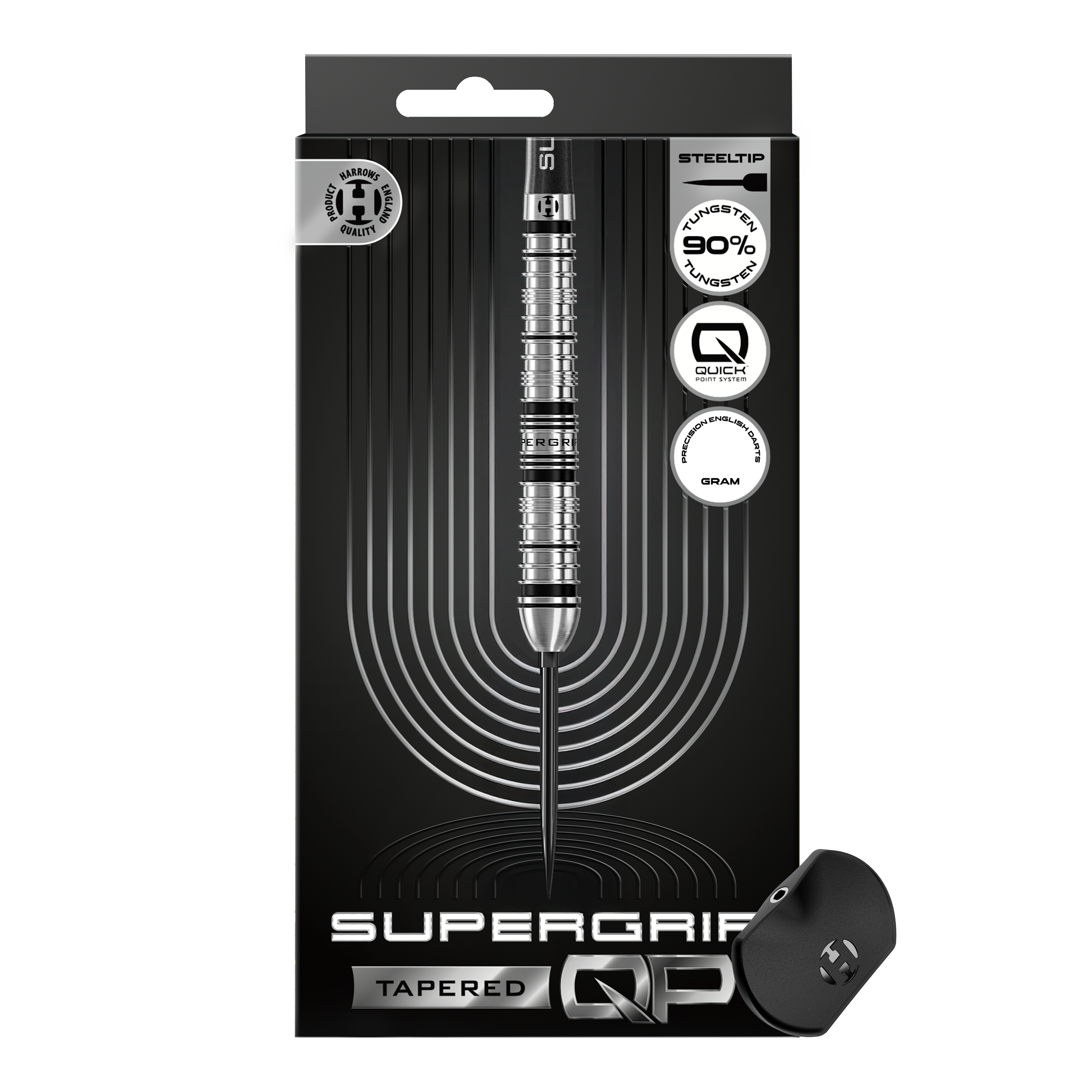 Harrows Supergrip Tapered Quick Point Steel Darts Zu sehen sind die Harrows Supergrip QP Tapered Quick Point Steeldarts. Die Darts bieten ein modernes Design und optimale Spieleigenschaften.