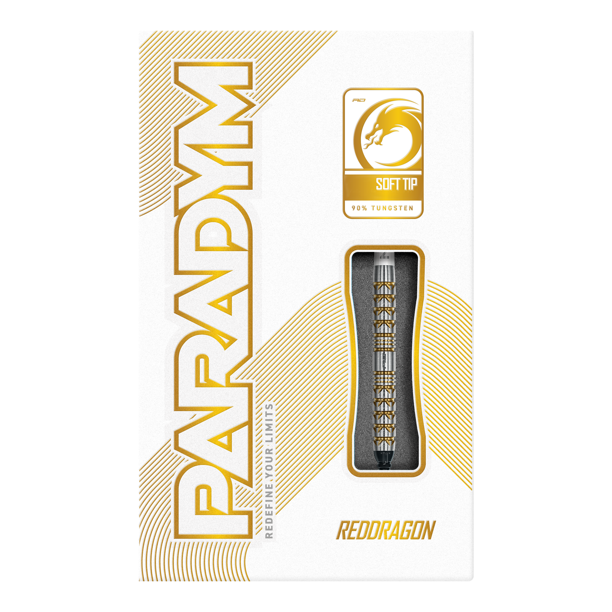 Red Dragon Paradym Gold Parallel Softdarts - 20g Hier sind die Red Dragon Paradym Gold Parallel Softdarts - 20g abgebildet. Sie zeigen elegante goldene Darts mit parallelem Schaft.