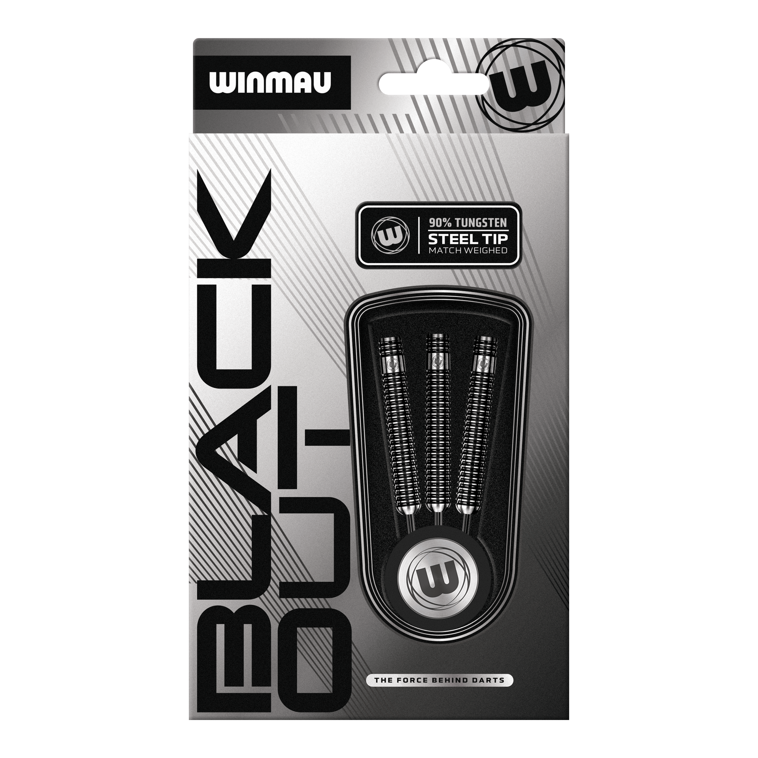 Winmau Blackout Variant 1 steel darts Das Bild zeigt die Winmau Blackout Variante 1 Steeldarts. Diese Steeldarts sind aus Tungsten gefertigt und für Präzision entwickelt.