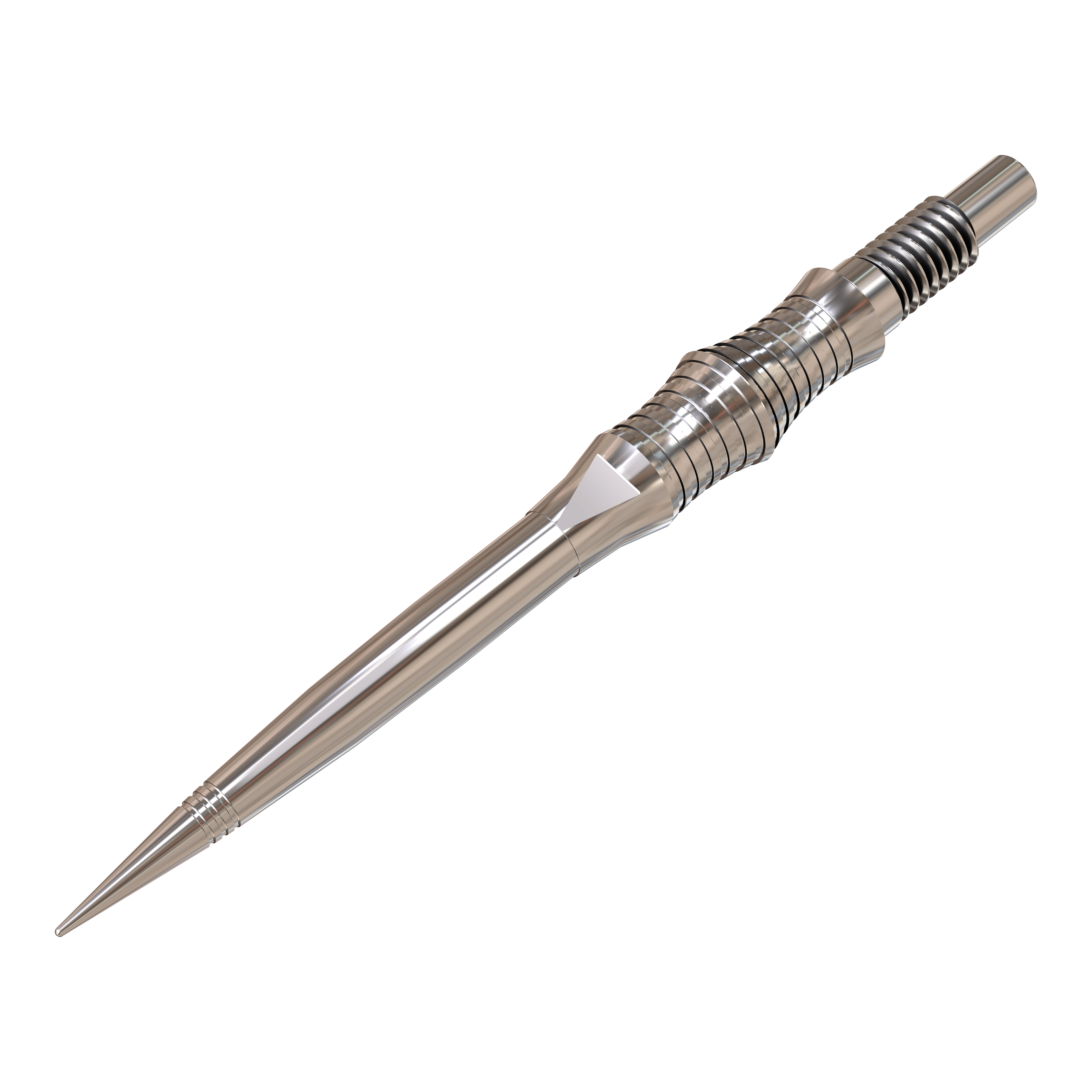 Harrows Quick Point Apex Spire Elite Series Dartspitzen in Silber. Die Spitzen sind silberfarben und präzise gearbeitet.