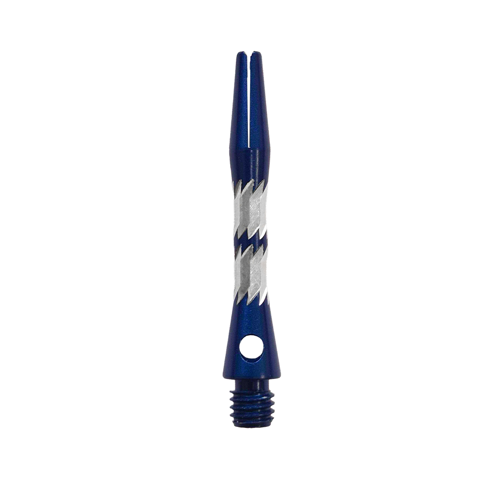 Abgebildet sind Bulls NL Minor Aluminium Shafts in Blau, 33 mm lang. Die Schäfte sind für Dartpfeile geeignet.