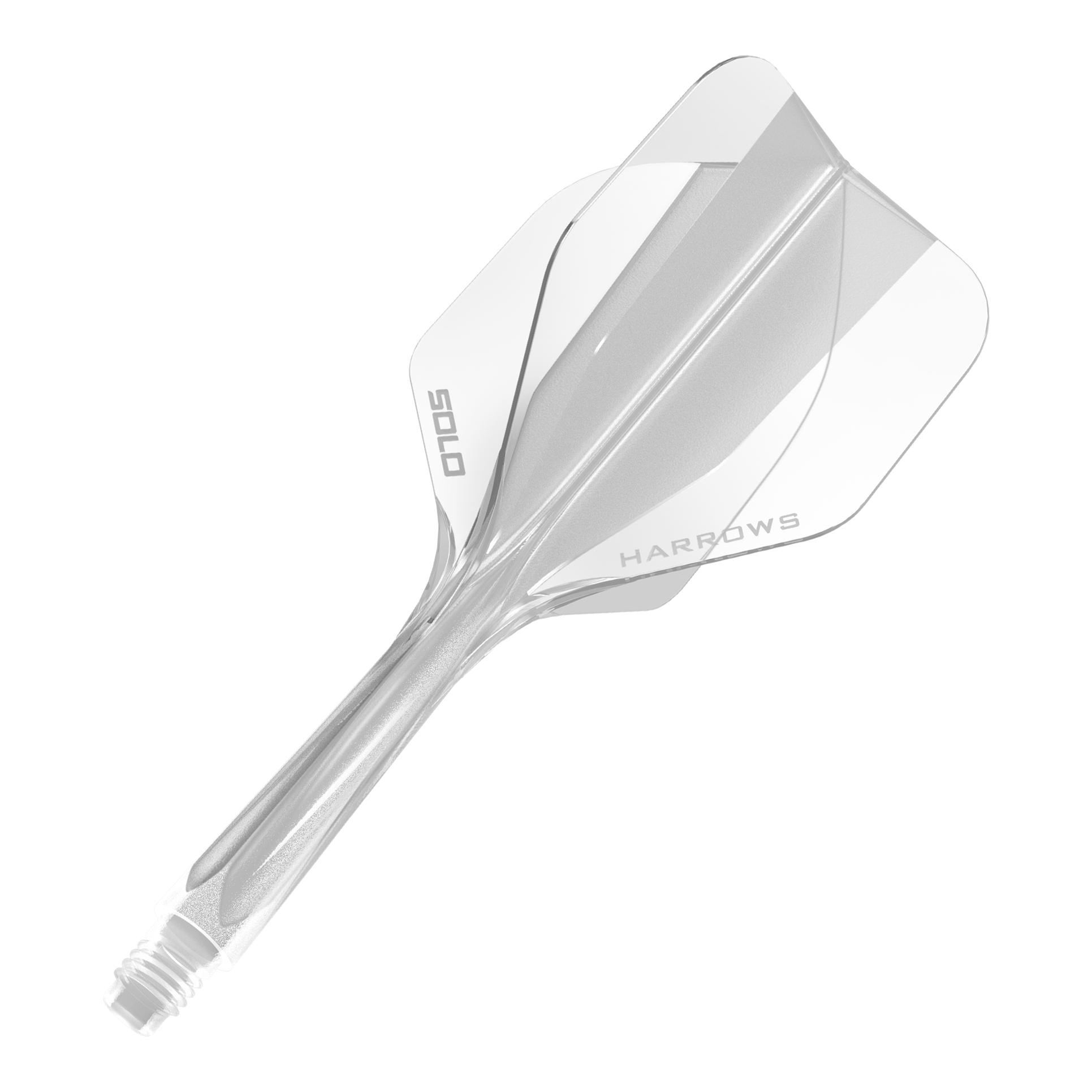 Harrows Solo No6 Flight Shaft System - Clear Dieses Bild zeigt das Harrows Solo No6 Flight-Shaft-System in Clear. Es wird als Ersatzteil für Dartpfeile genutzt.