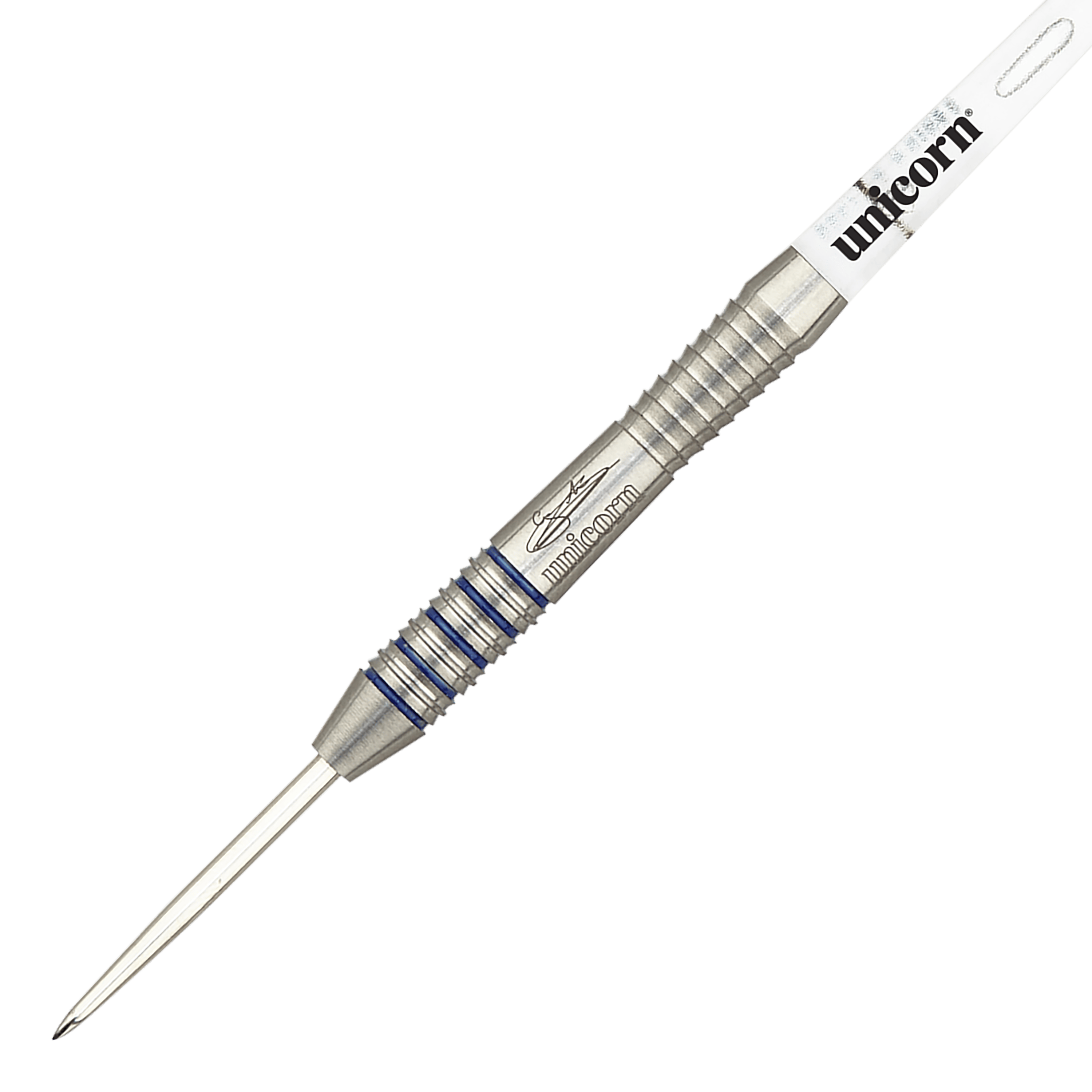 Abgebildet sind die Unicorn Silver Star Var.3 Gary Anderson Steeldarts. Drei silberfarbene Steeldarts liegen nebeneinander.