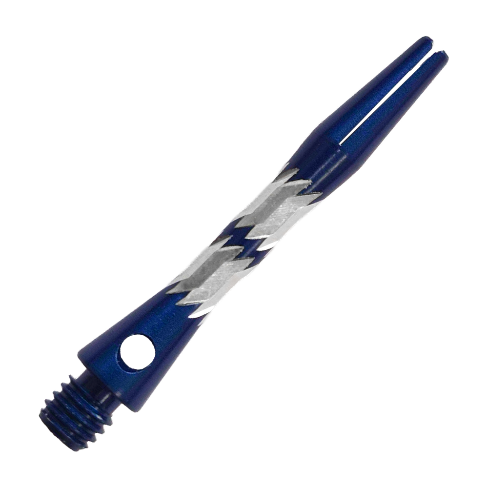 Das Bild zeigt Bulls NL Minor Aluminium Shafts in Blau, 33 mm. Sie sind speziell für den Einsatz bei Dartpfeilen gefertigt.