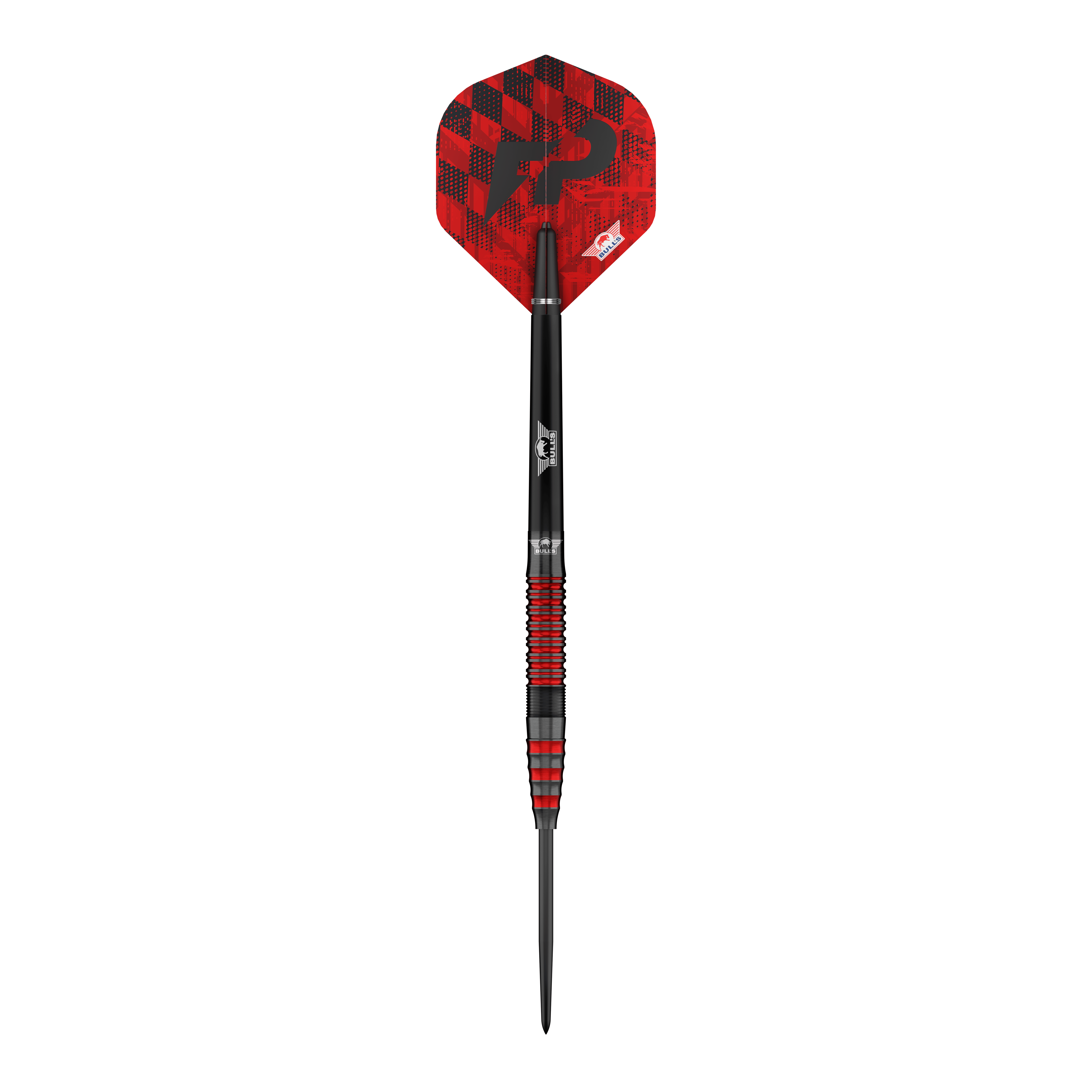 Bulls NL Florian Price Steeldarts - 23g Bulls NL Florian Preis Steeldarts - 23g abgebildet. Die Darts sind in einer Nahaufnahme zu sehen.