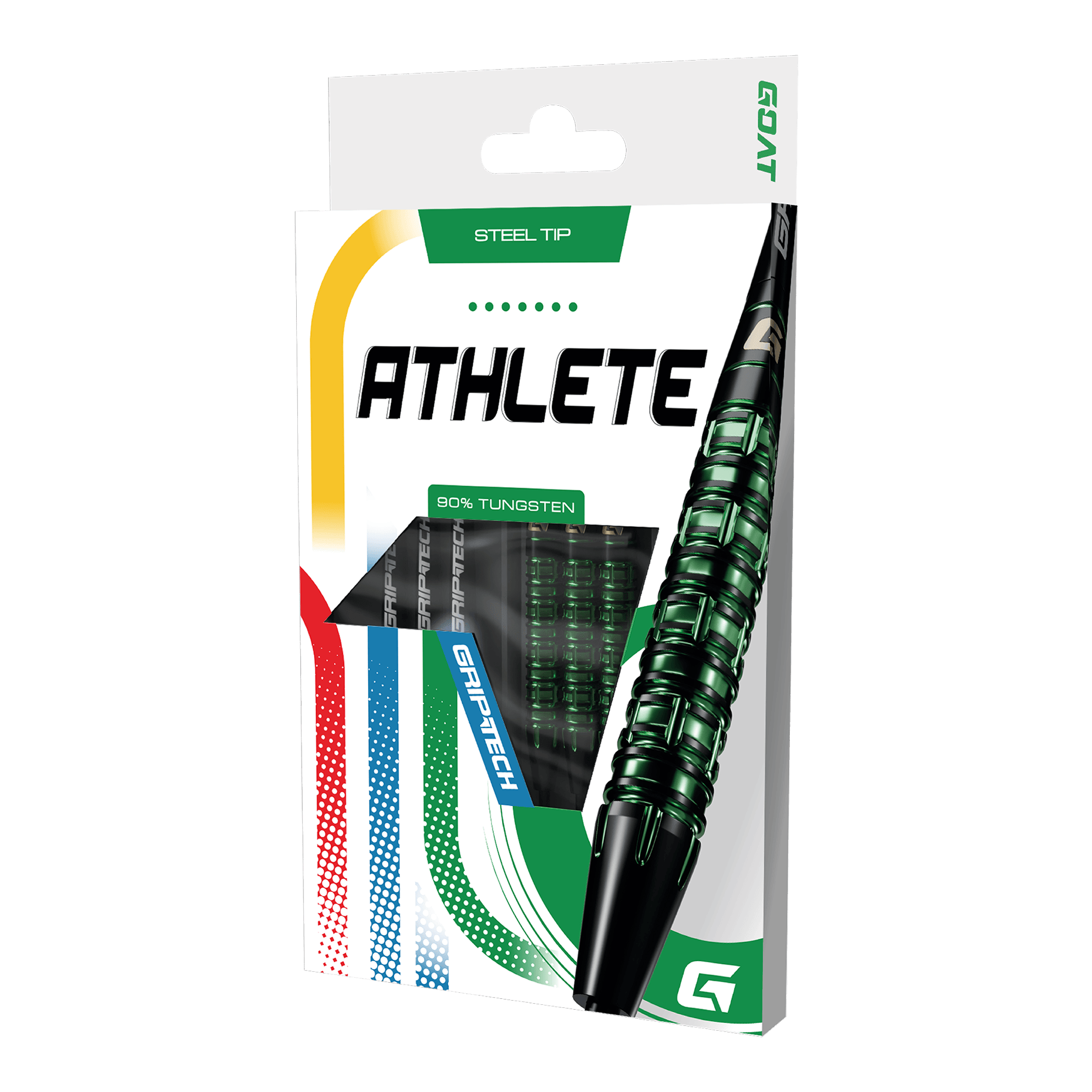 GOAT Athlete Green Tungsten Steel Darts Ein GOAT Athlete Tungsten Steeldart ist abgebildet. Er ist für professionelle Spiele geeignet.