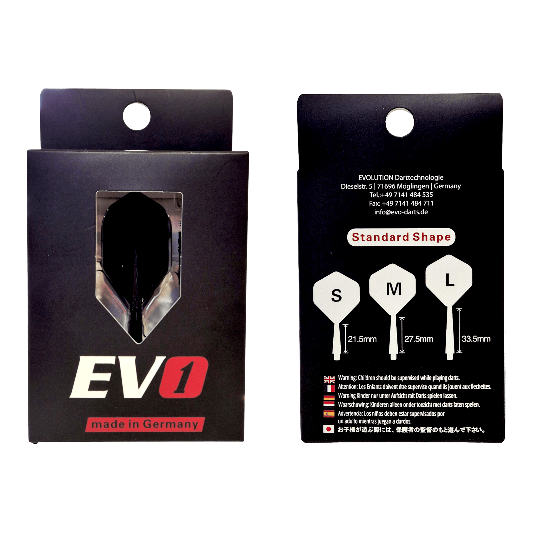 Evolution EVO1 Flight Shaft System - Black Evolution EVO1 Flight-Shaft-System in Schwarz ist dargestellt. Das Produkt ist für den Einsatz im Dartsport geeignet.