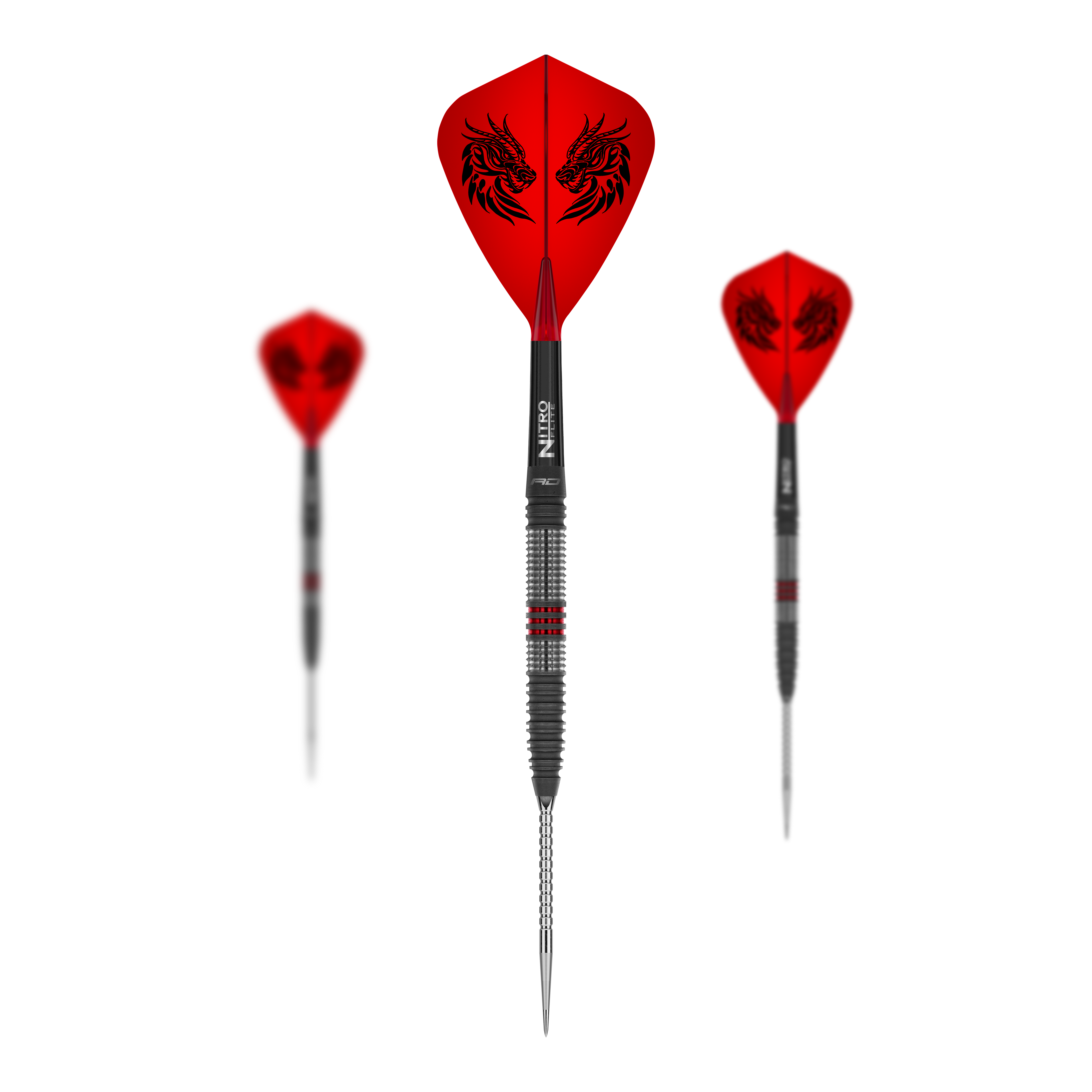 Red Dragon Jonny Clayton Hireath Switch Point Steel Darts Das Foto stellt ein Set der Red Dragon Jonny Clayton Hireath Switch Point Steeldarts dar. Dieses Set bietet alles für ein professionelles Dartspiel.
