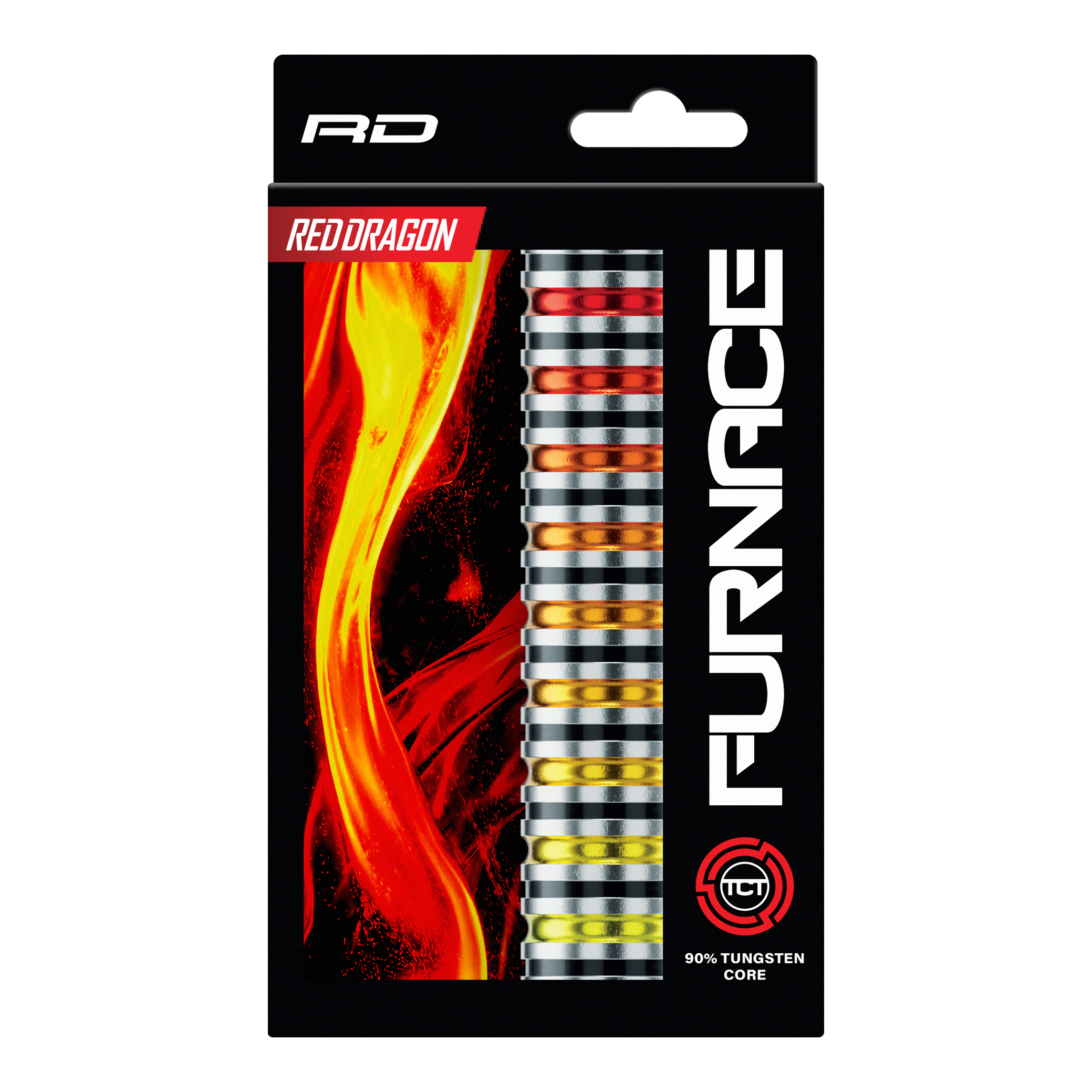 Red Dragon Furnace Steel Darts Abgebildet sind die Red Dragon Furnace Steeldarts. Die Darts liegen nebeneinander und zeigen ihr markantes Design.