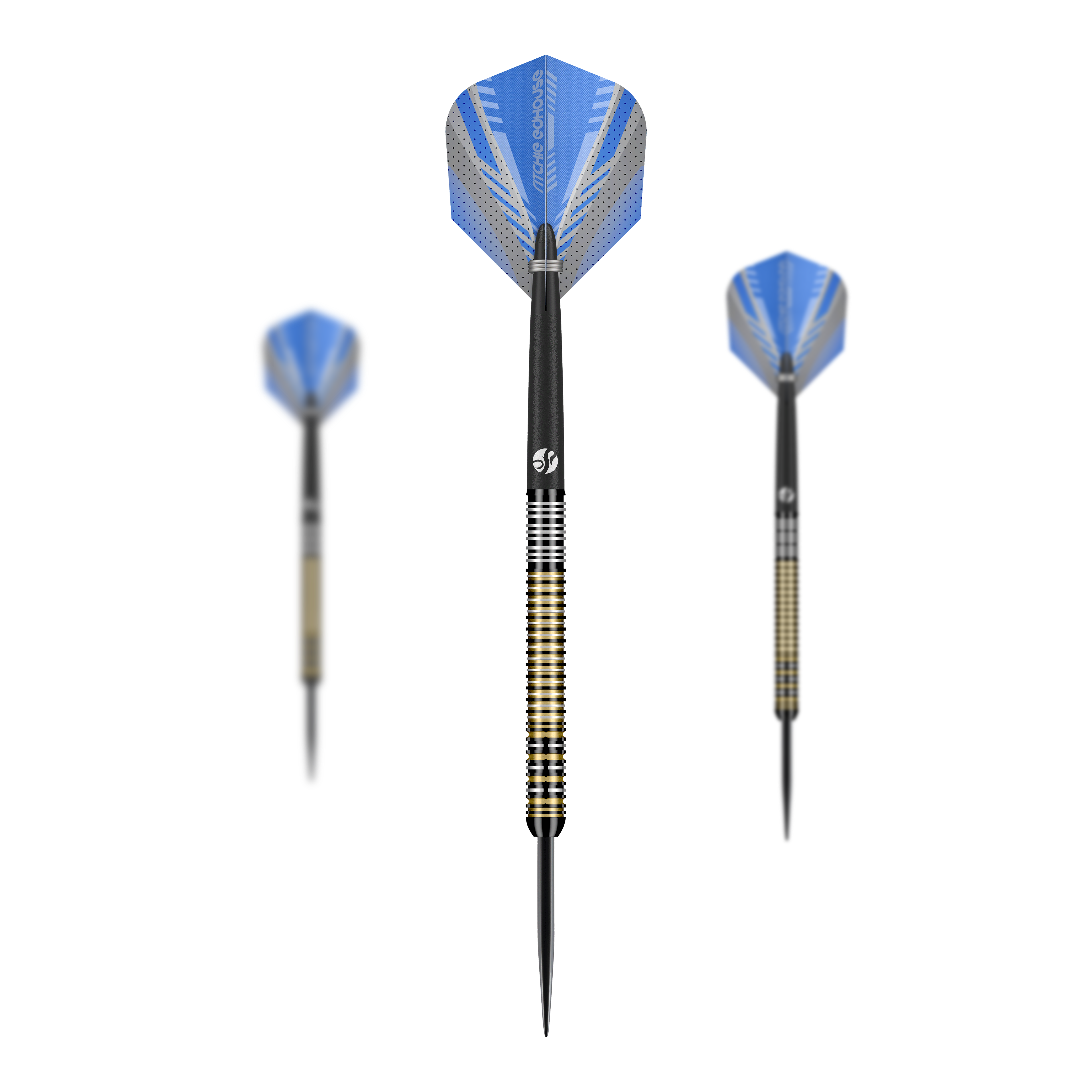 Dieses Bild zeigt ein Set der Shot Ritchie Edhouse Madhouse Steeldarts. Das Set eignet sich perfekt für Dartspieler, die Wert auf Qualität legen.
