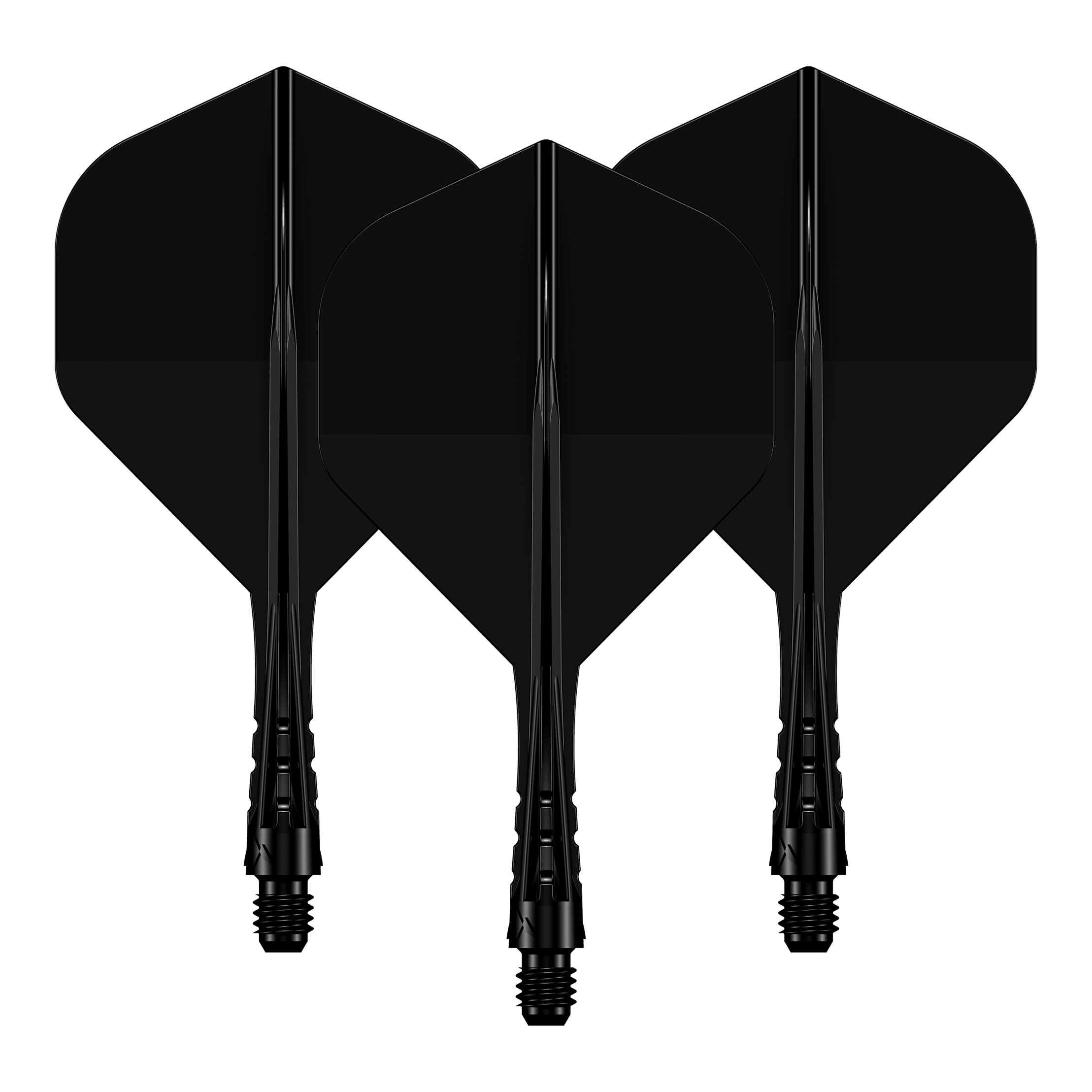 Mission Force 90 Vortex No2 Flight Shaft System - Solid Black Das Foto zeigt ein Set des Mission Force90 Vortex No2 Flight-Shaft-Systems in Solid Black mit 222 mm Länge. Die schwarze Farbgebung ist gut sichtbar.