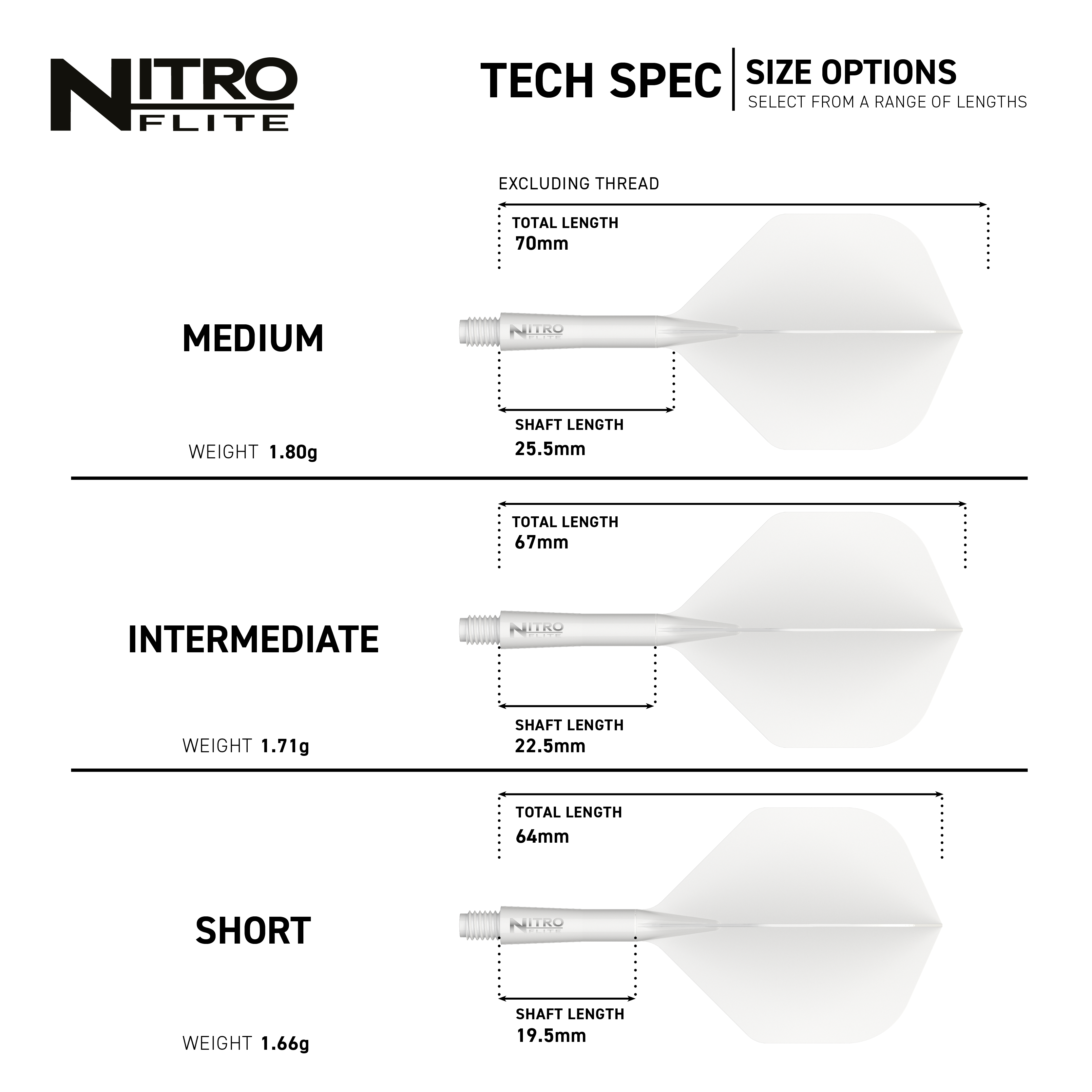 Red Dragon Nitroflite White Shaft White Flights No2 Das Bild zeigt die Red Dragon Nitroflite White Shaft White Flights No2. Es handelt sich um weiße Dartflights mit weißem Schaft.
