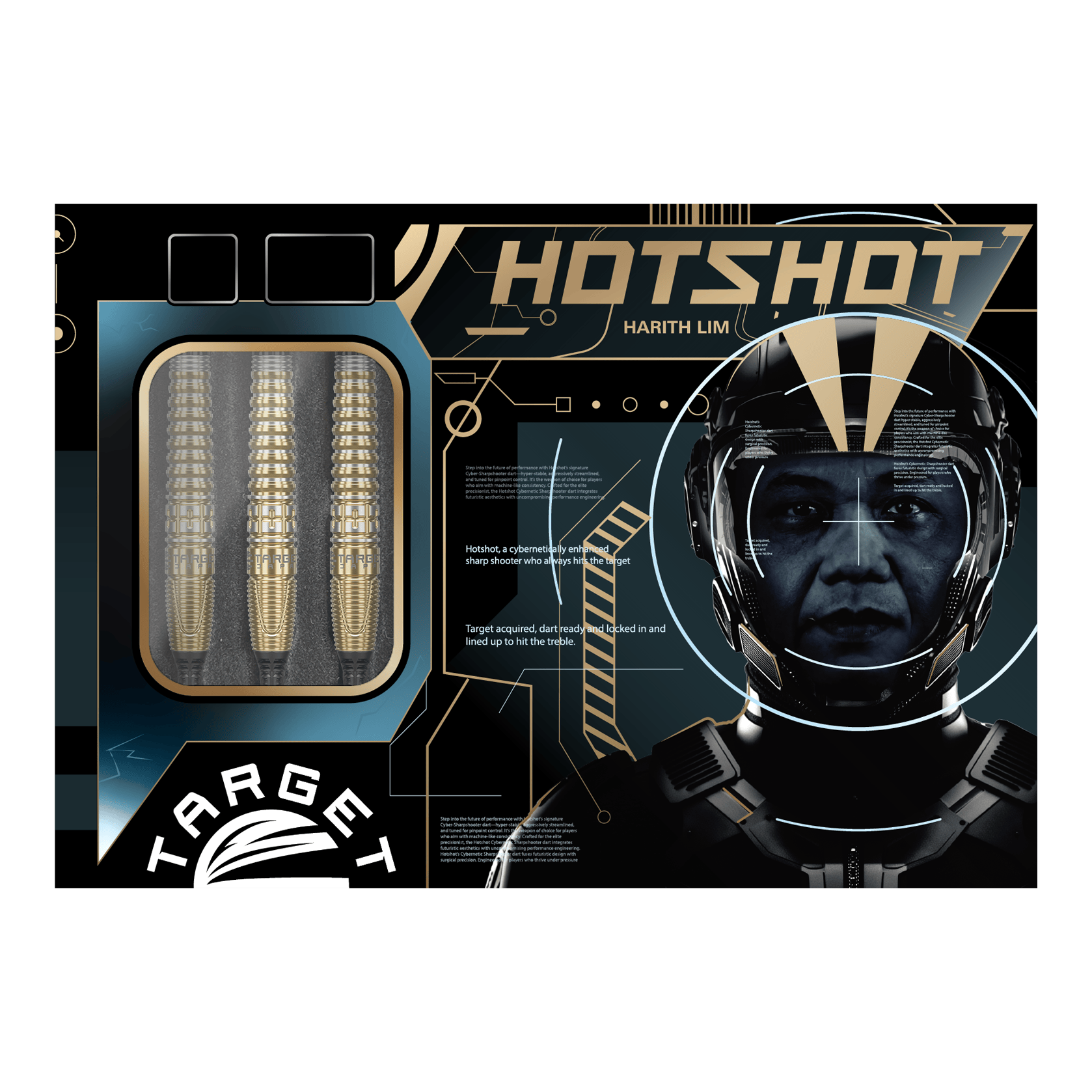 Die Target Japan Prime Series Harith Lim HotShot GEN3 Softdarts - 18g werden gezeigt. Diese Softdarts zeichnen sich durch ihr schlankes Design aus.