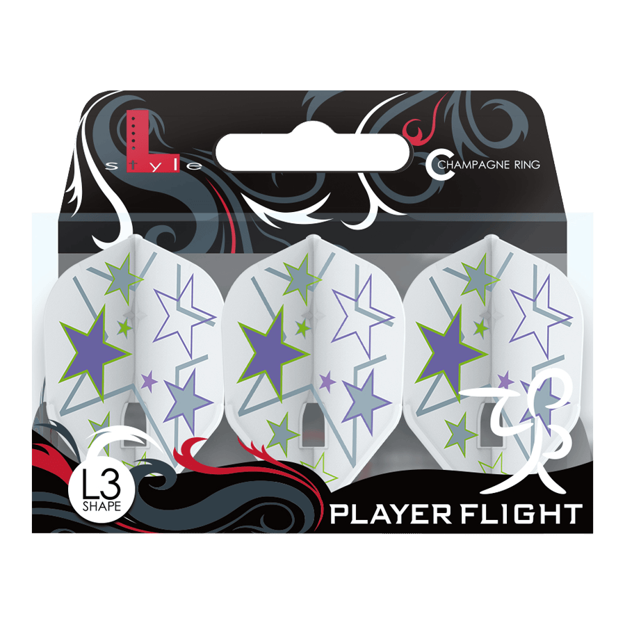 L-Style Ryan Murray V1 White L3PRO Flights Mehrere L-Style Ryan Murray V1 White L3PRO Flights liegen nebeneinander. Das Design ist klar zu erkennen.