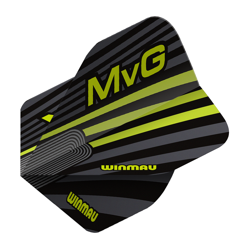 Winmau Prism Delta MvG Gray Green No2 Standard Flights Zu sehen sind Winmau Prism Delta MvG Grey No2 Standard Flights. Das Flight-Set hat ein modernes, auffälliges Design.