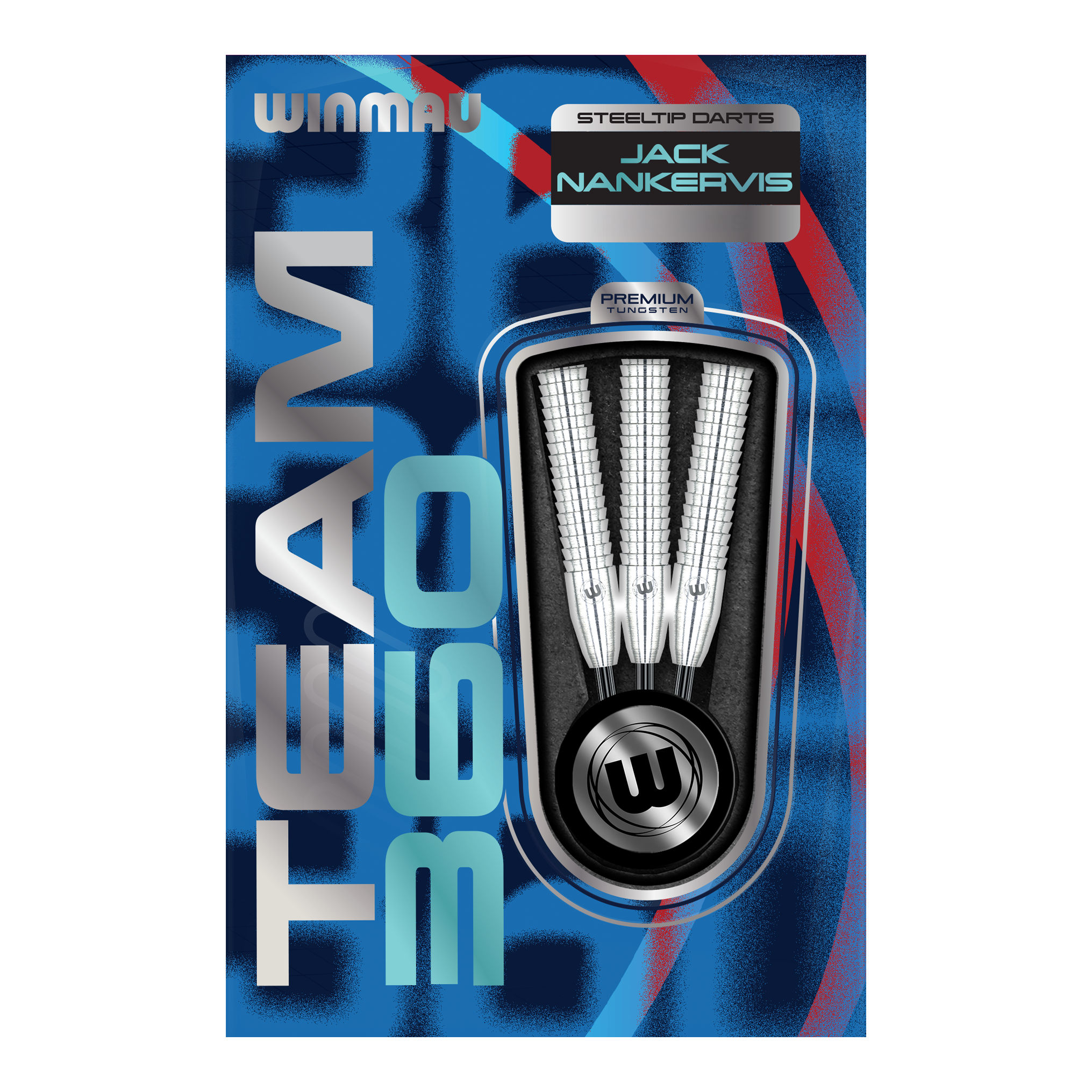 Das Bild zeigt die Winmau Team 360 Jack Nankervis Steeldarts mit 24g Gewicht. Ideal für Dartspieler, die hochwertige Steeldarts bevorzugen.